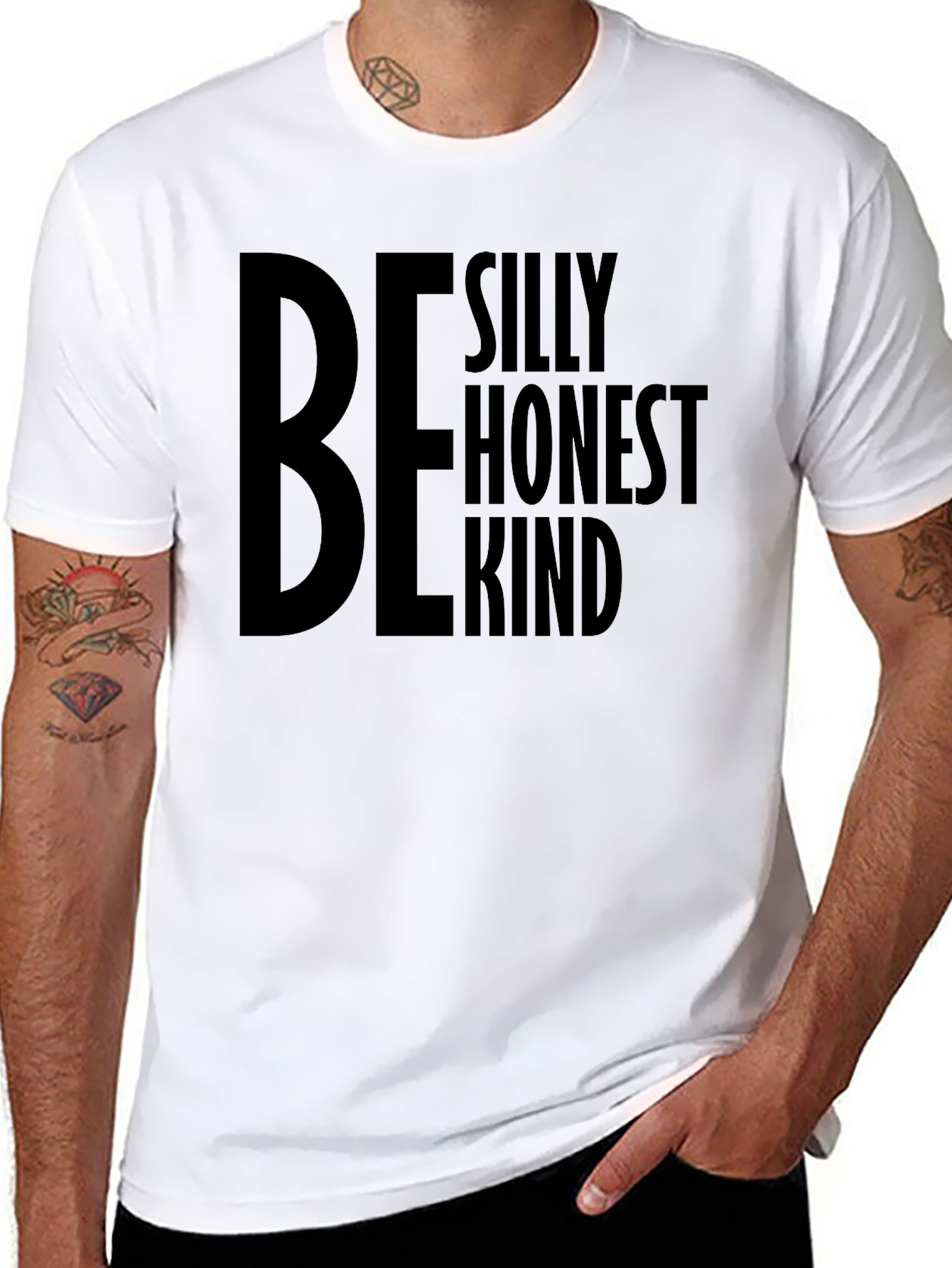 Black Be Silly Honest Kind Black Graphic Tee view 8