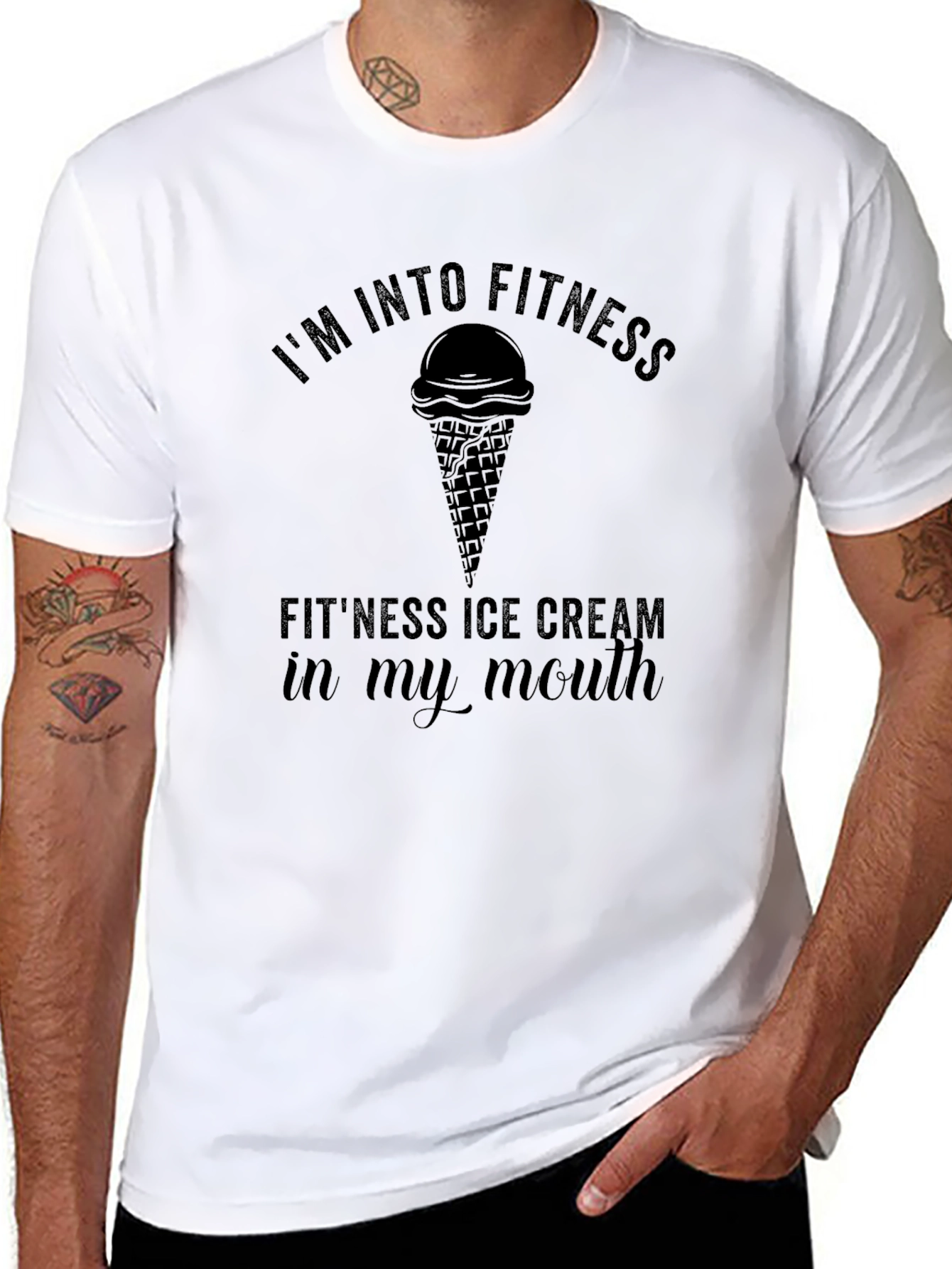 Black Fitness Ice Cream Funny T-Shirt - Black view 8