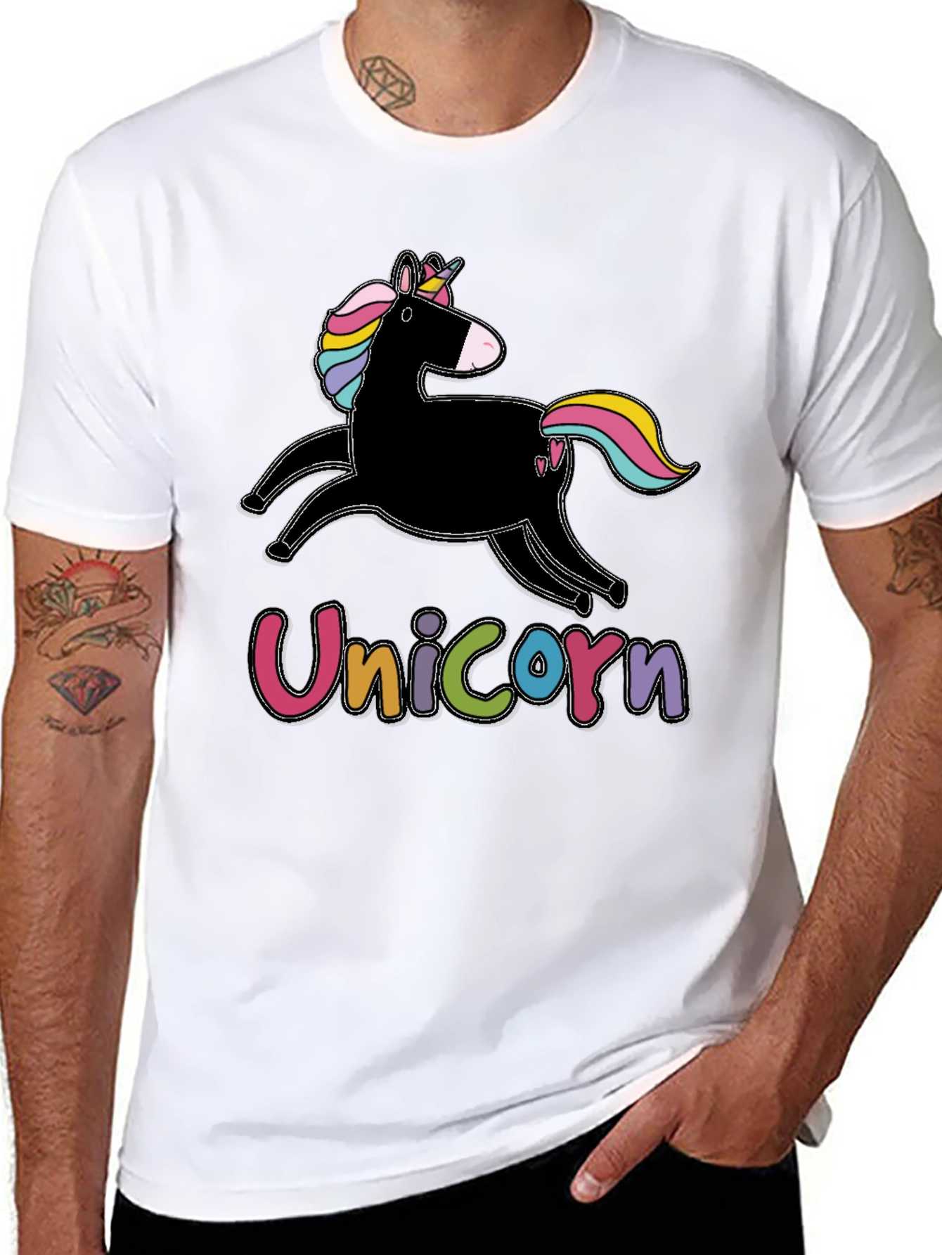 Black Unicorn Graphic T-Shirt - Men's Black Tee view 8