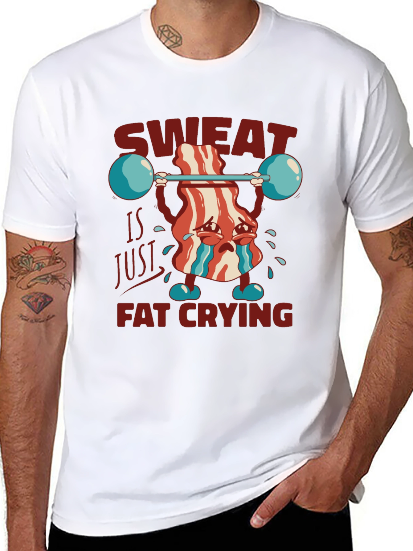 Black Sweat is Just Fat Crying T-Shirt Funny Workout Tee view 8