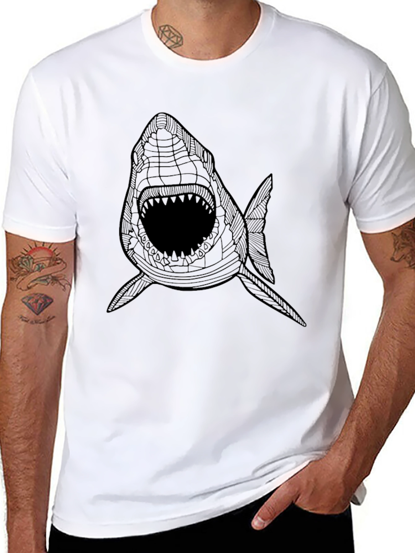 Black Shark Graphic Tee - Men's Black T-Shirt view 8