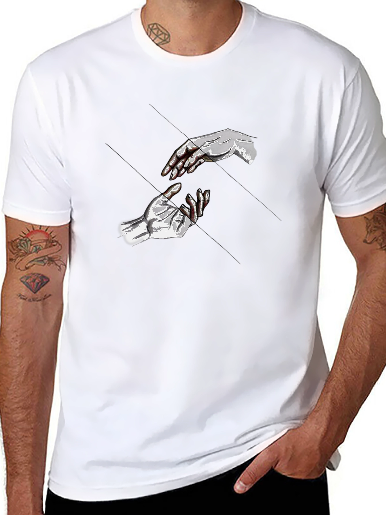 Black Reach T-Shirt - Artistic Hand Design - Black Cotton Tee view 8