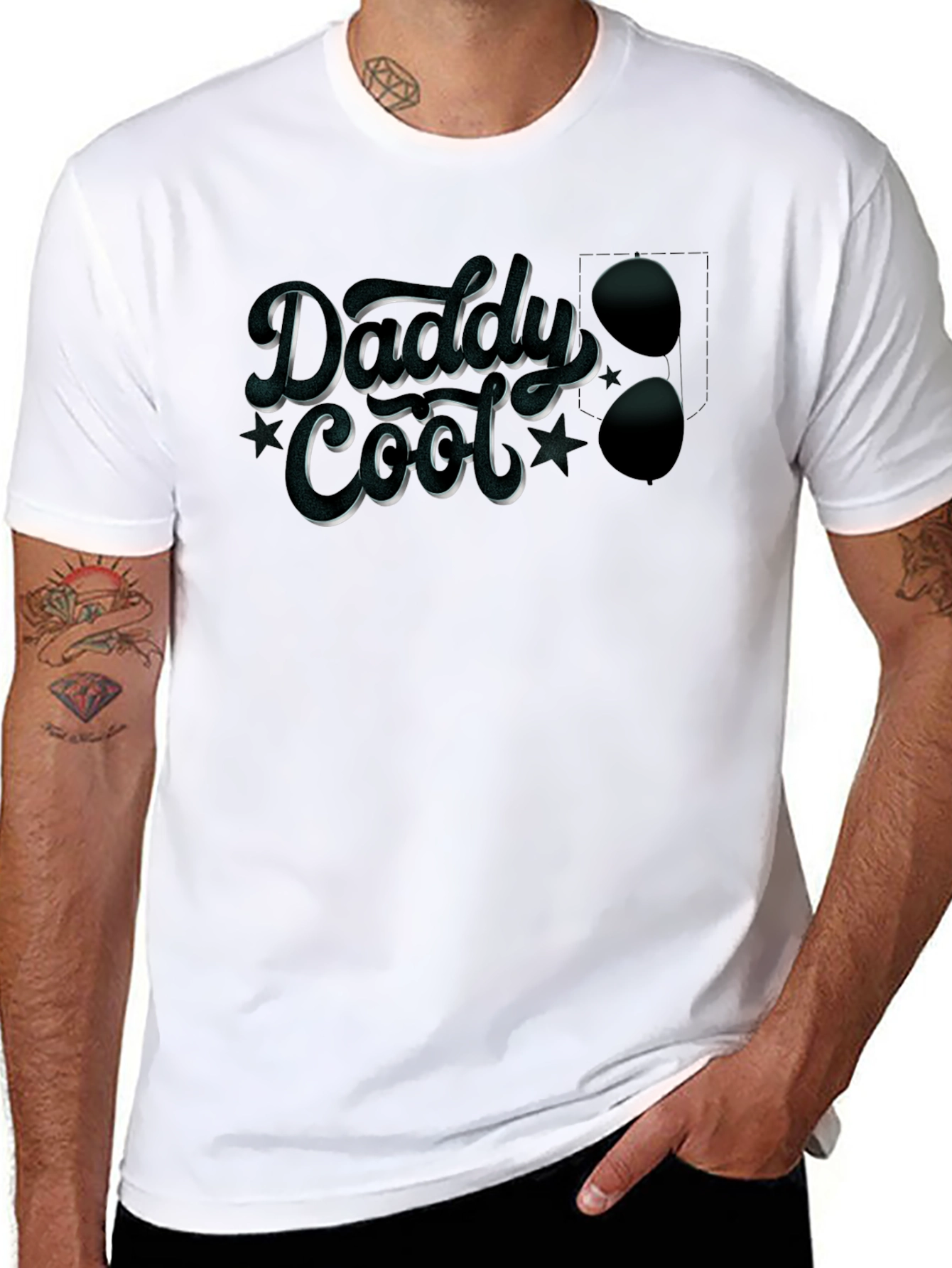 Black Daddy Cool Graphic Tee - Stylish Men's Black T-Shirt view 8