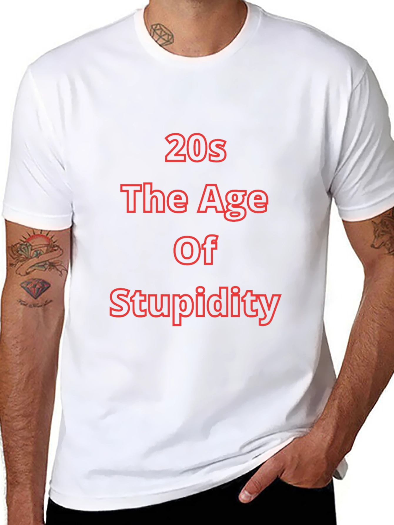 Black 20s The Age of Stupidity Funny T-Shirt view 8