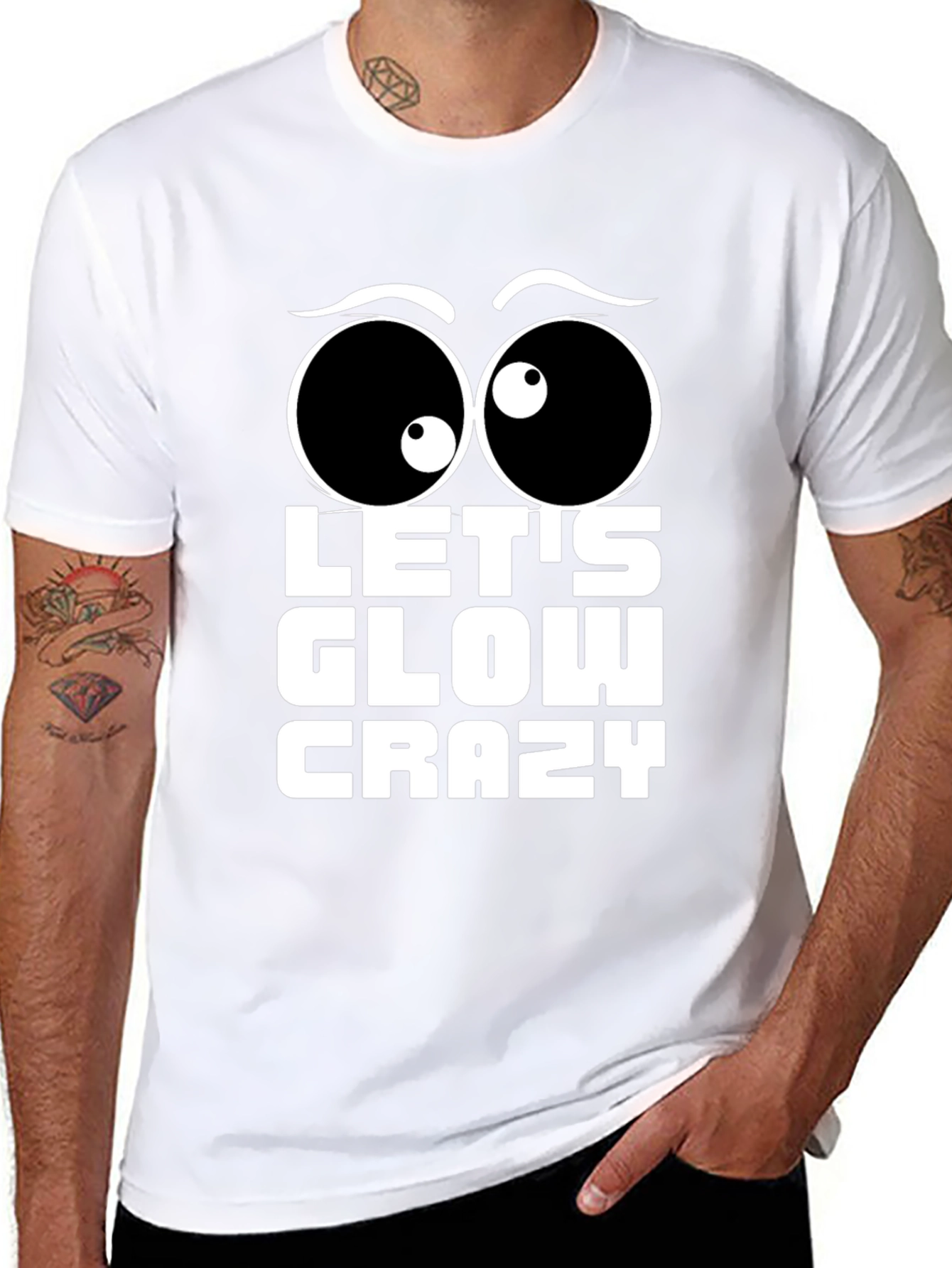 Black Let's Glow Crazy T-Shirt Fun Party Tee view 8