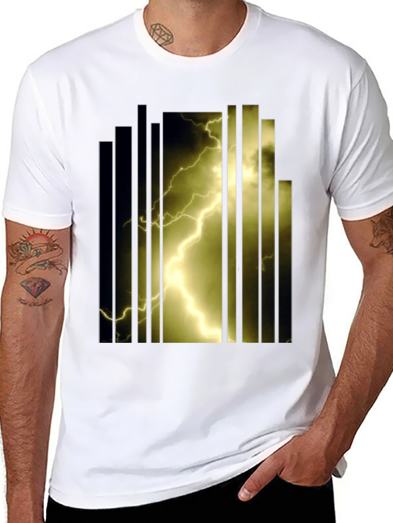 Black Lightning Bolt Graphic T-Shirt - Bold Design view 8