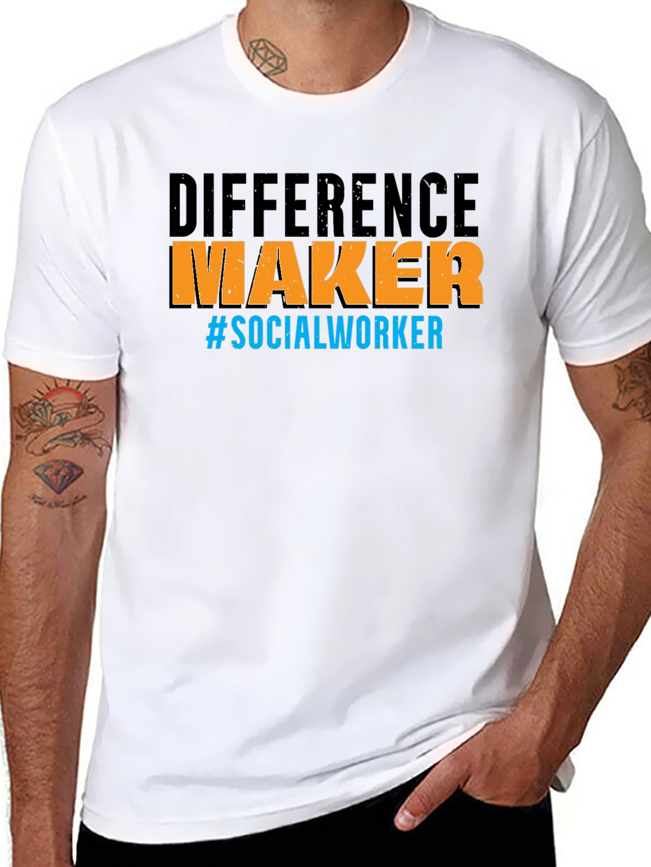 Black Difference Maker Social Worker T-Shirt view 8
