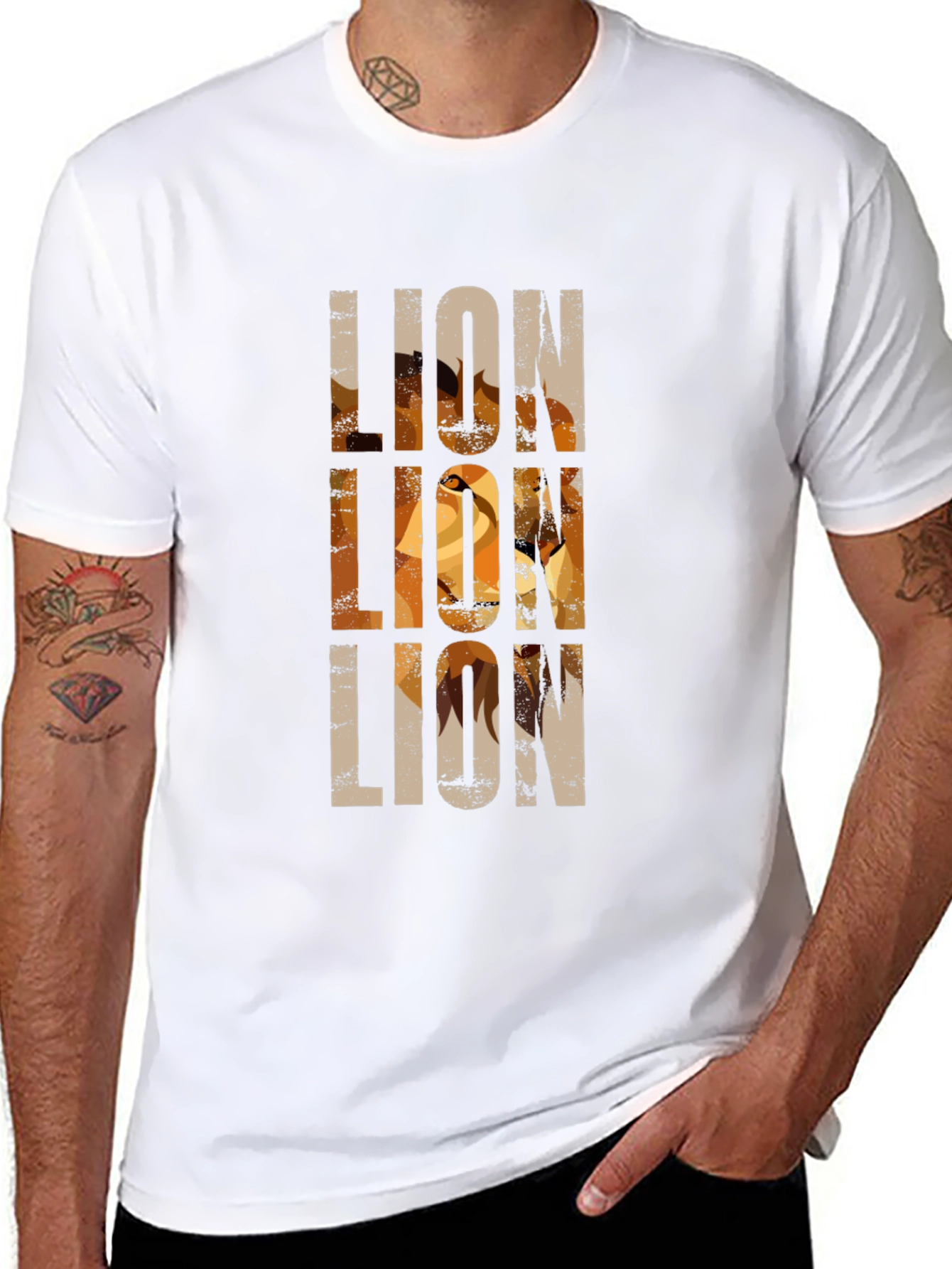 Black Lion Graphic Print Black T-Shirt view 8