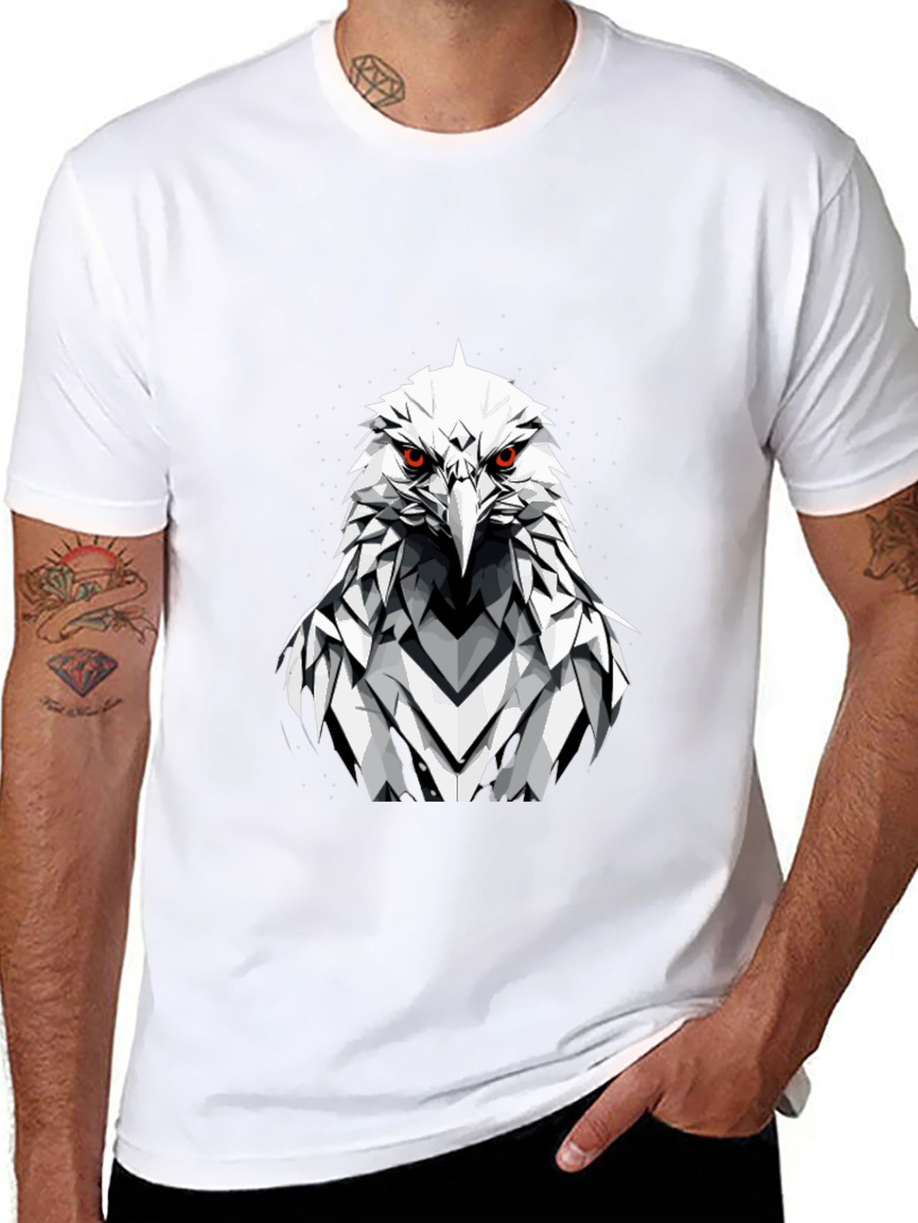 Black Eagle Graphic Tee - Fierce Geometric Bird Design view 8