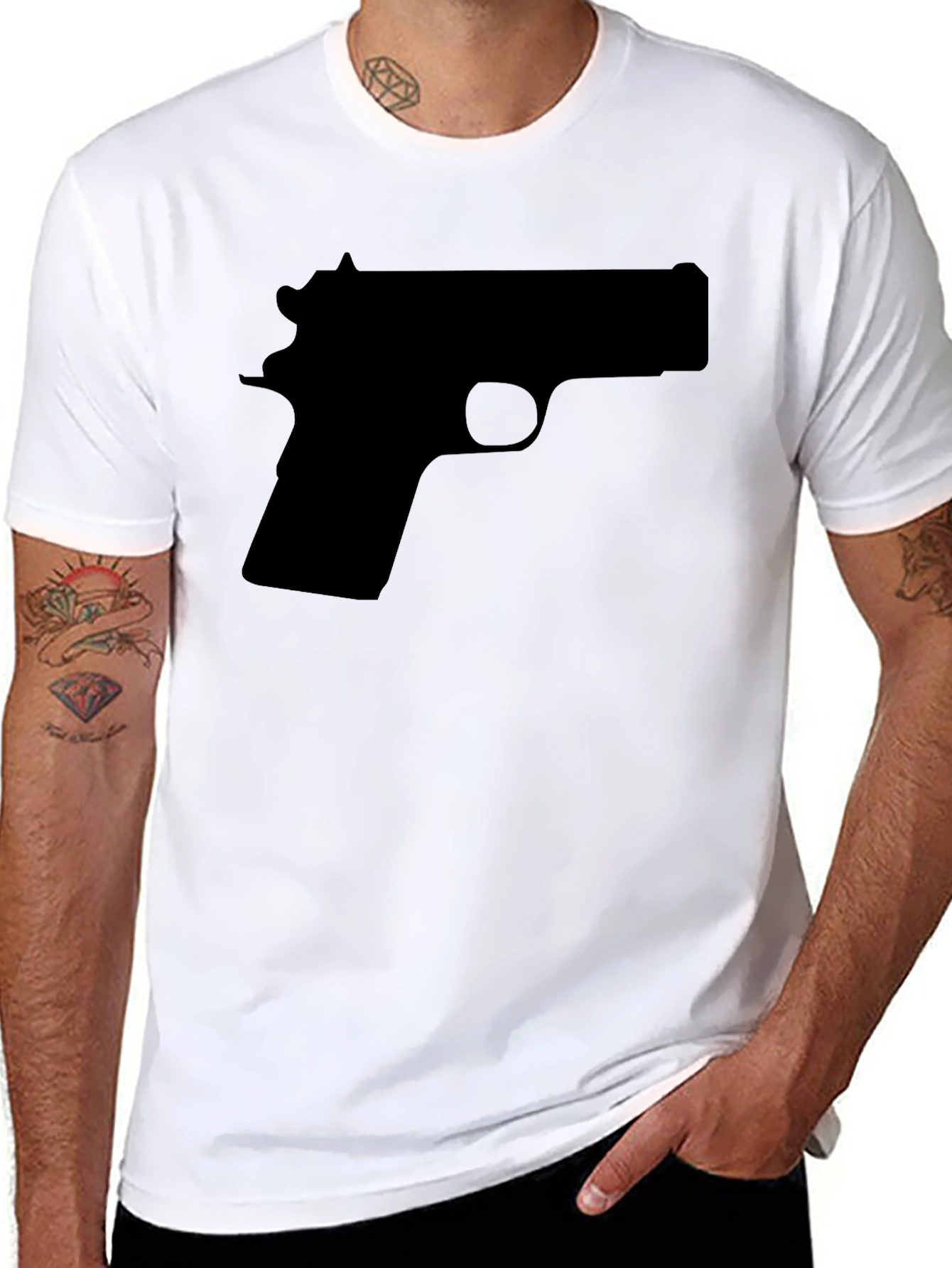 Black Gun Silhouette Graphic Tee - Black view 8