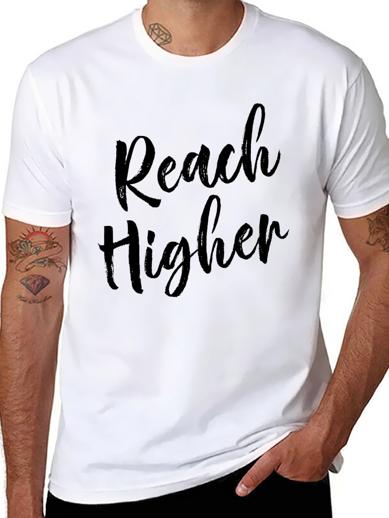 Black Reach Higher Black Graphic Tee view 8