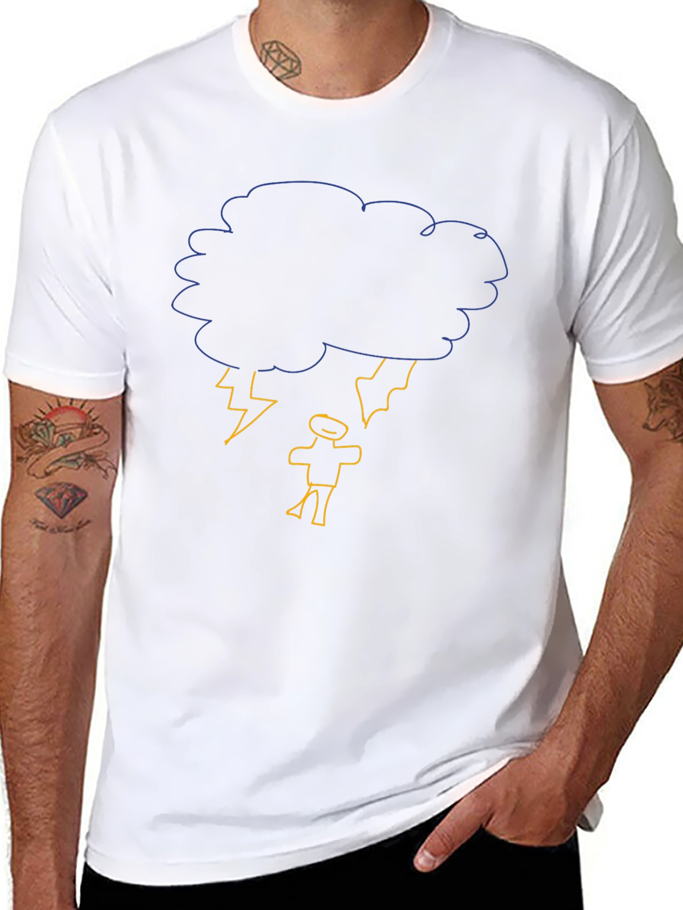 Black Humorous Thunderstorm Graphic Black T-Shirt view 8