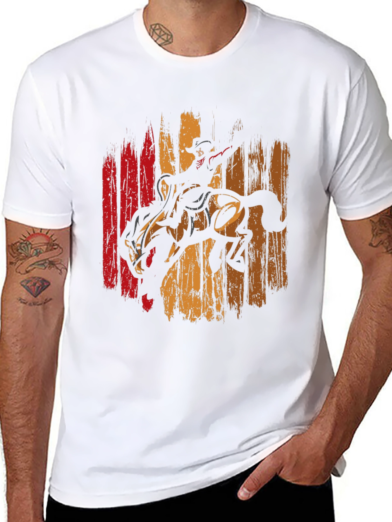 Black Rodeo Rider Graphic Tee - Vintage Style Cotton Shirt view 8