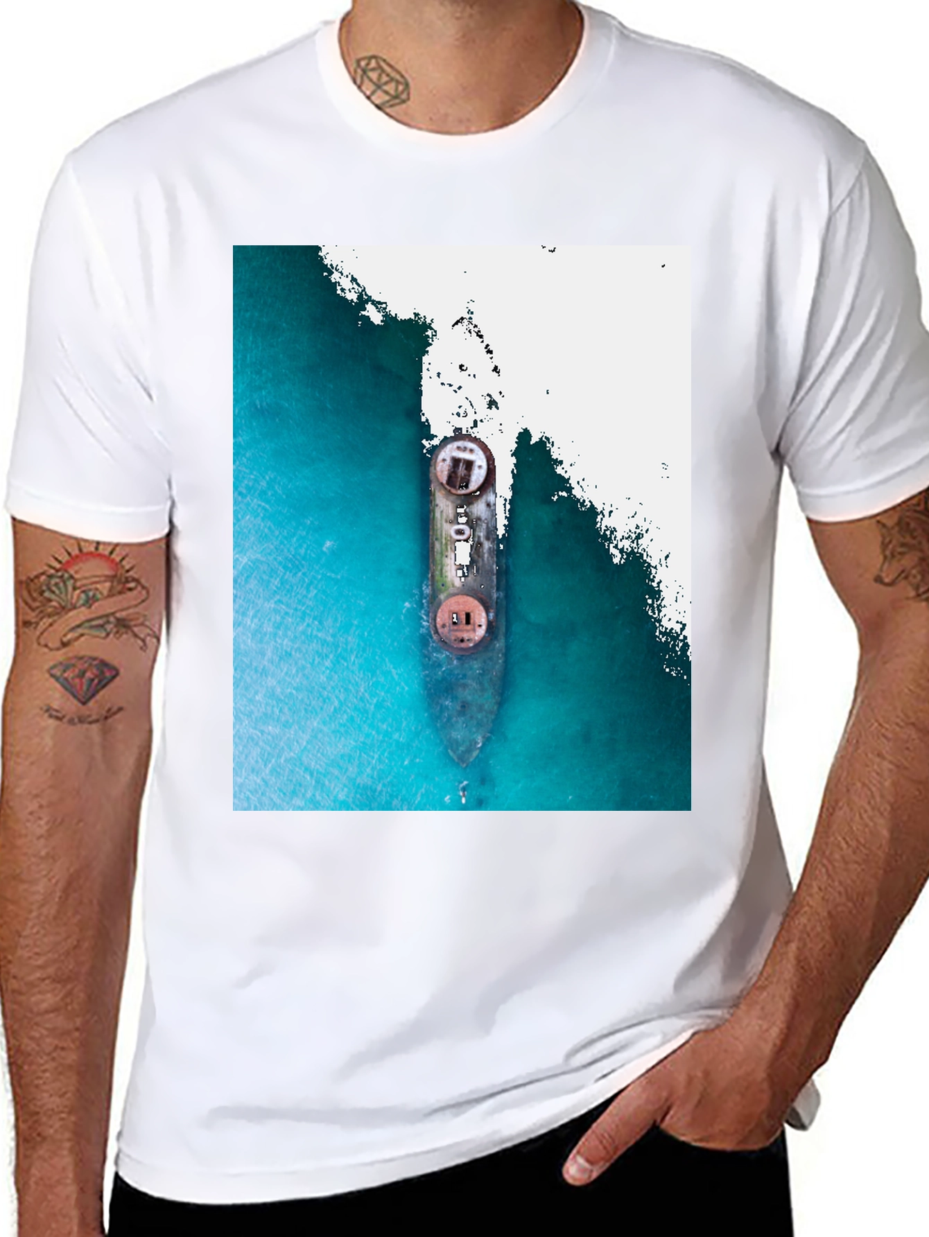 Black Sunken Ship Graphic T-Shirt view 8