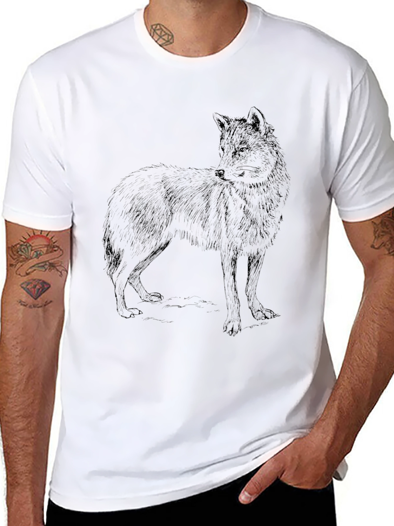 Black Black Wolf Graphic Tee - Men's Short Sleeve Shirt view 8