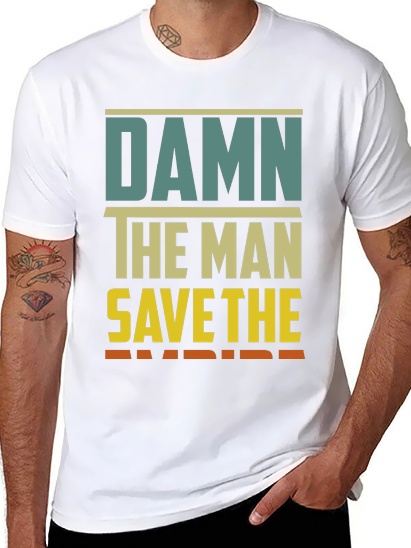 Black Damn The Man Save The Empire Graphic Tee view 8
