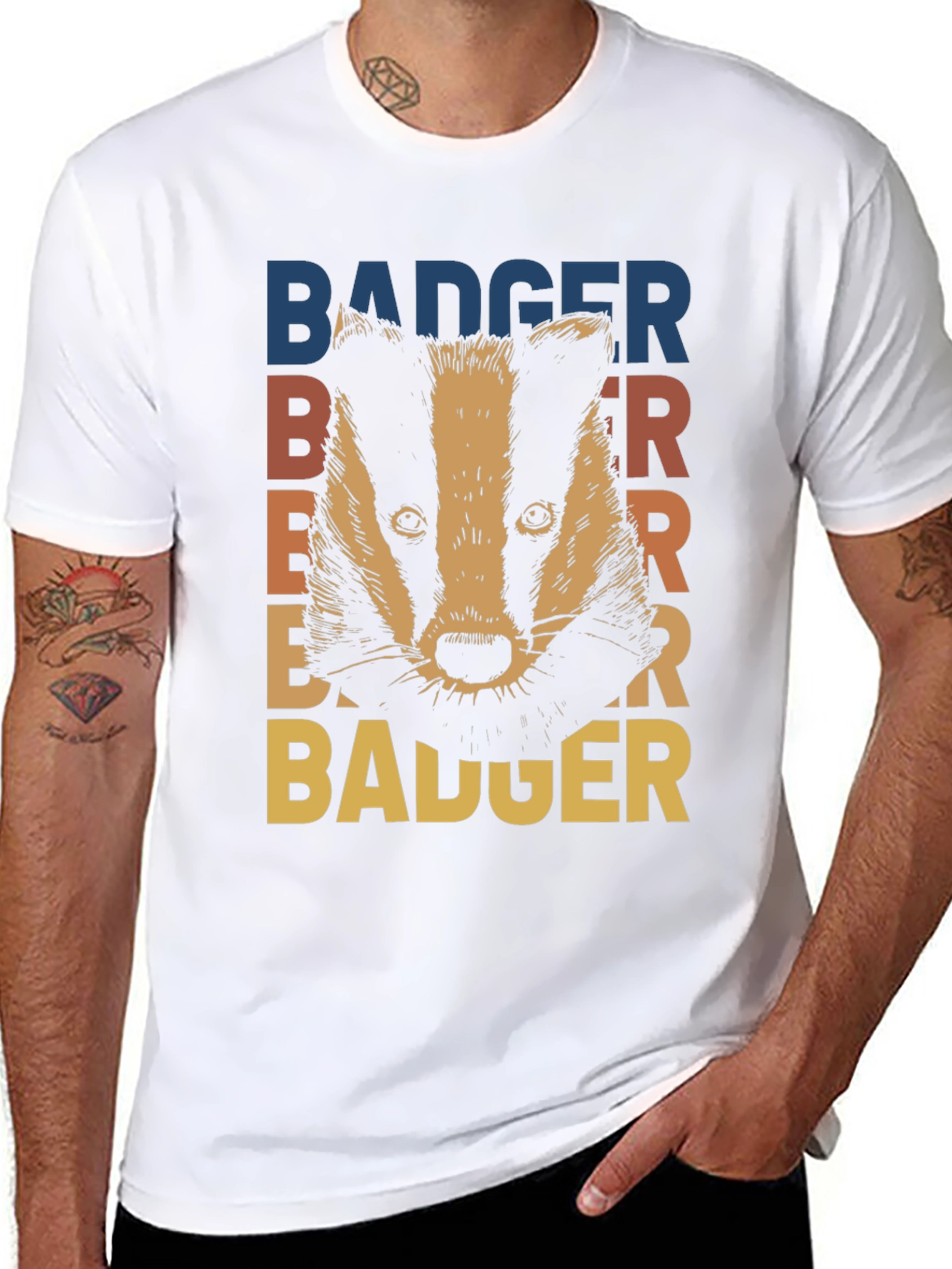 Black Retro Badger Graphic T-Shirt - Stylish Animal Tee view 8