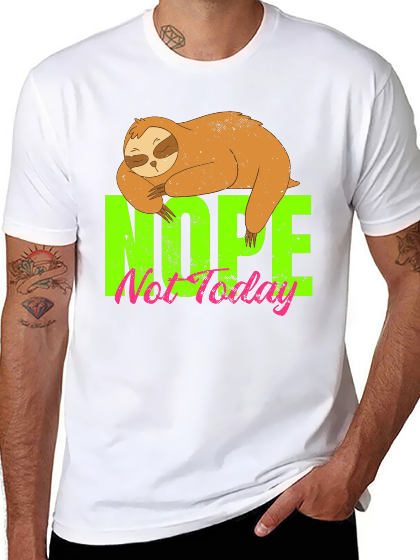 Black Nope Not Today Sloth Graphic Tee - Black view 8