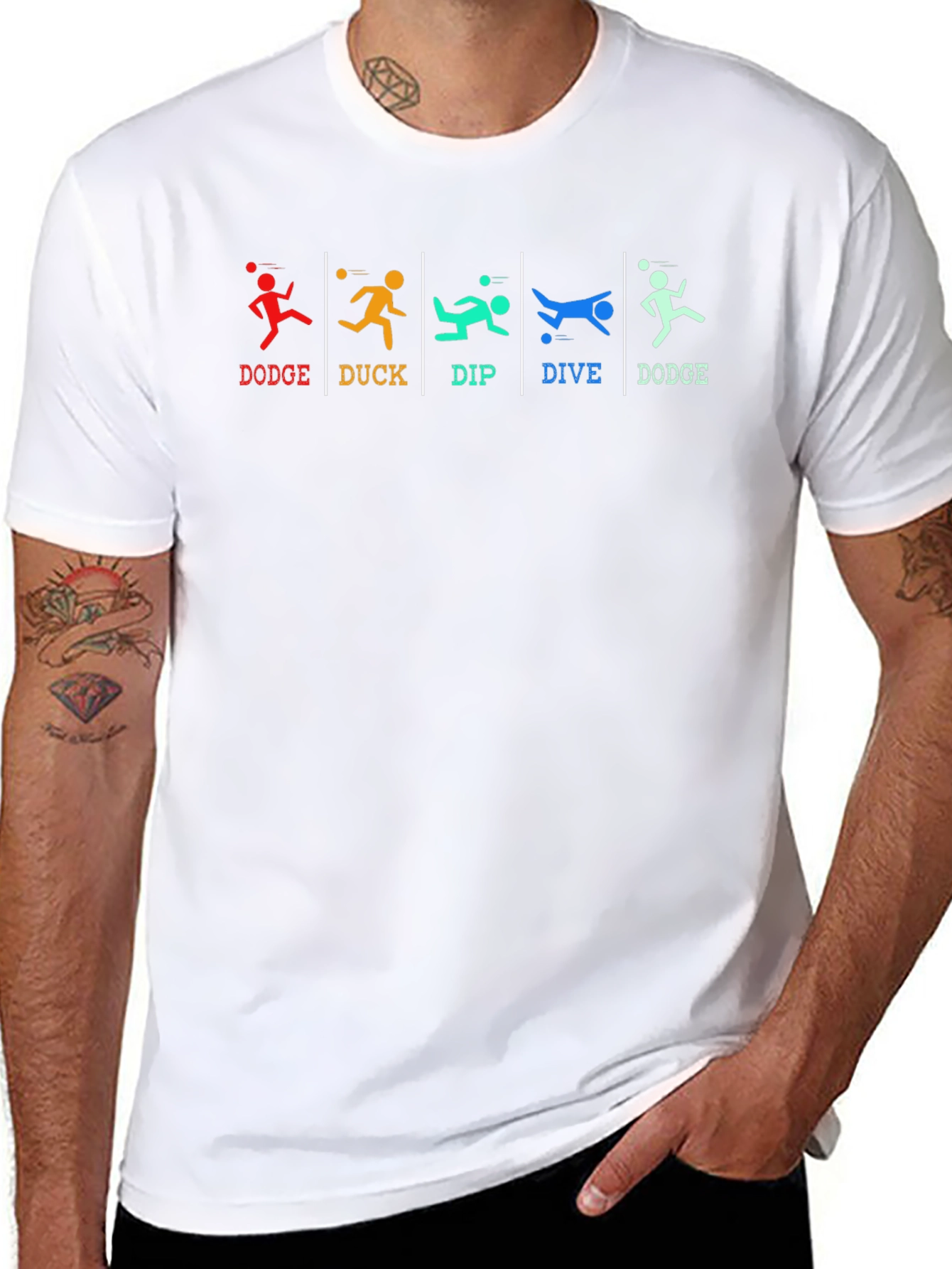 Black Dodgeball T-Shirt: Dodge Duck Dip Dive Dodge view 8