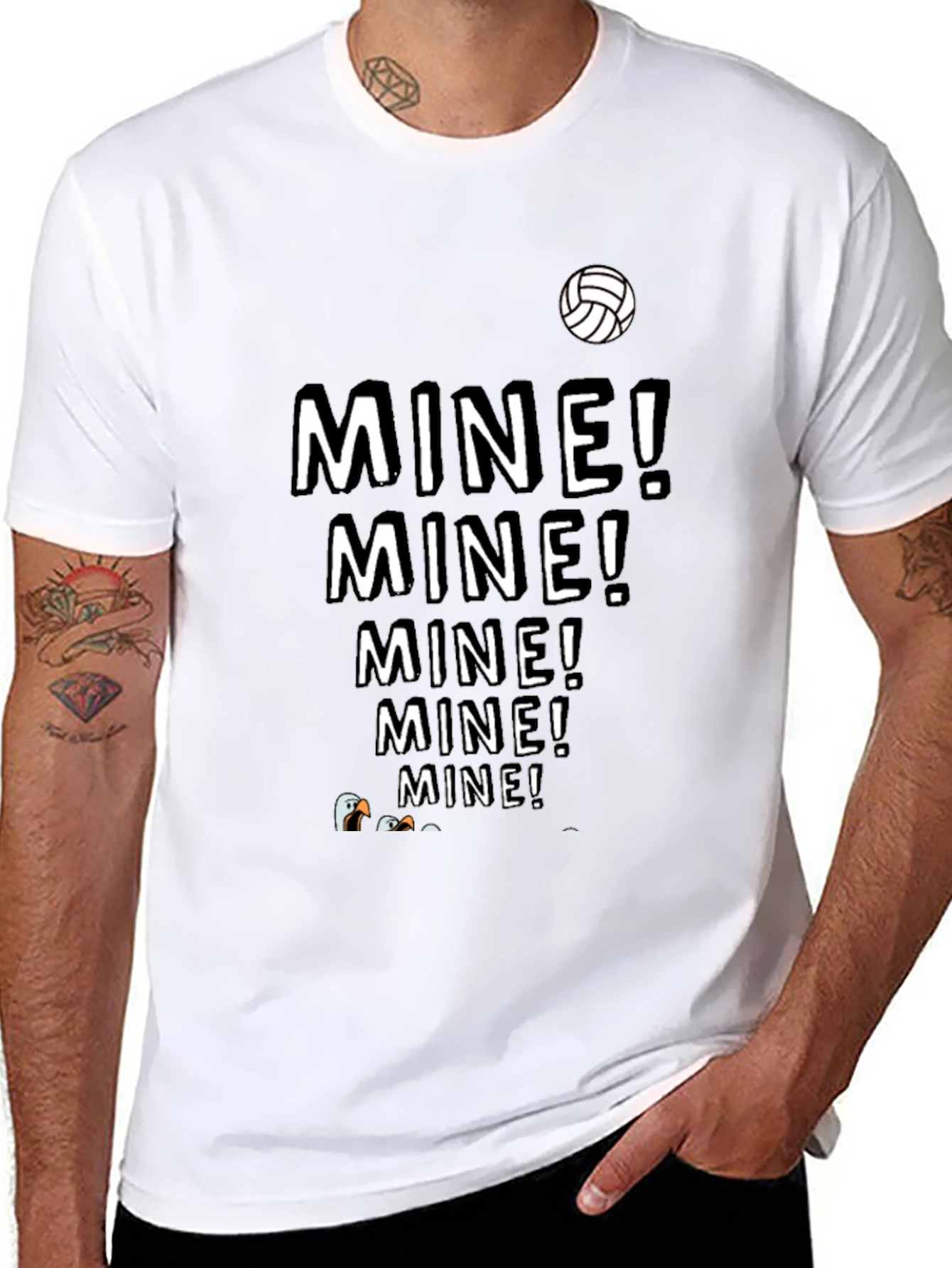 Black MINE! T-Shirt - Funny Volleyball Seagull Design view 8