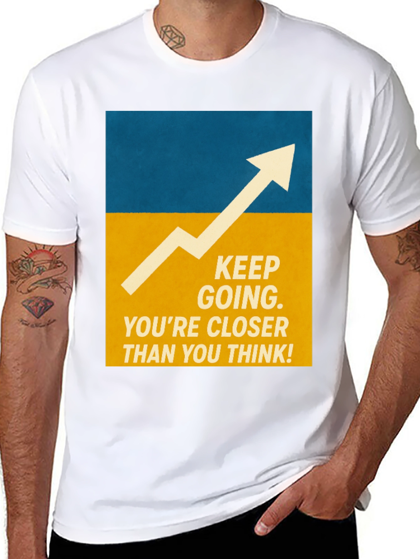 Black Motivational Graphic Tee - Keep Going! view 8