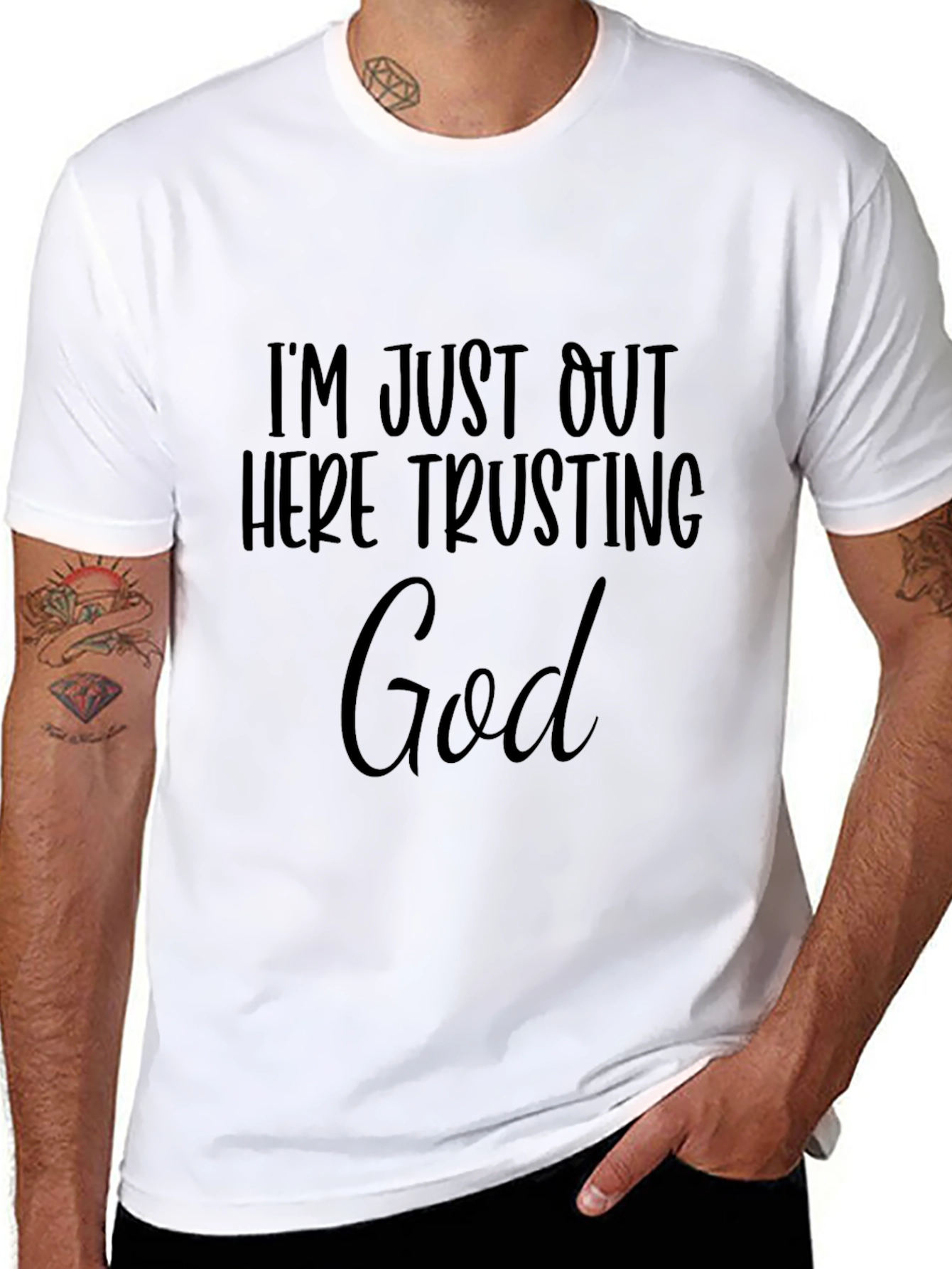 Black Trusting God Black T-Shirt view 8