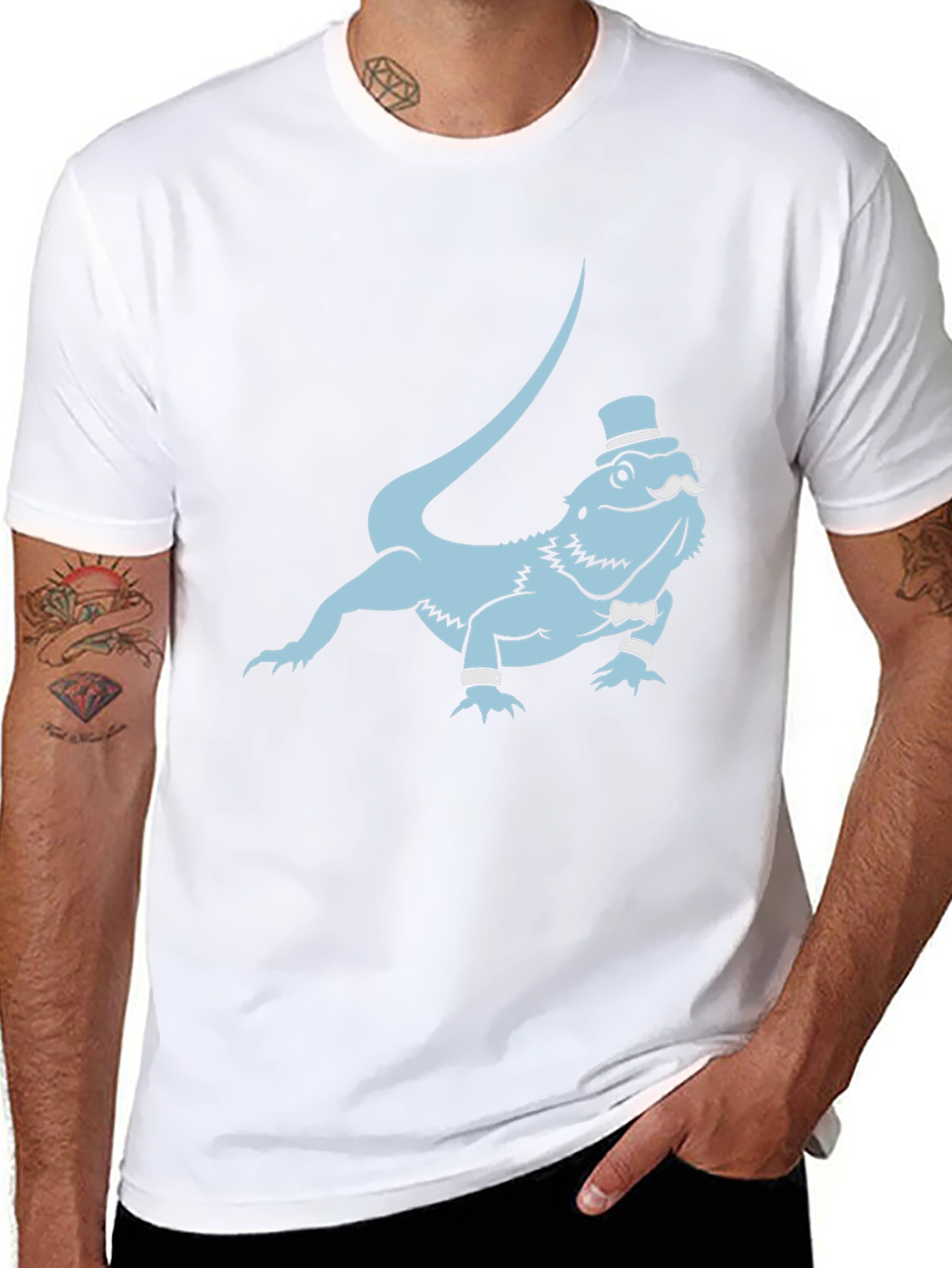 Dapper Lizard Graphic Tee - Funny Reptile Shirt - 8