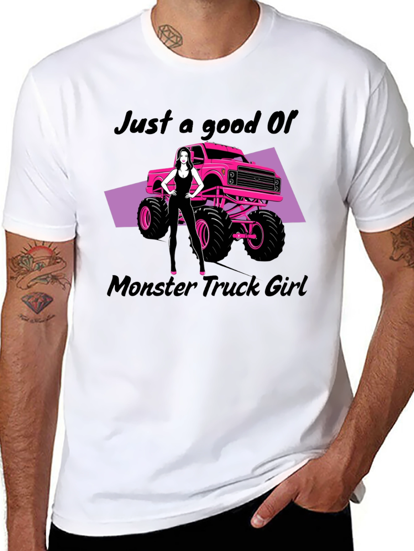 Black Monster Truck Girl Graphic T-Shirt view 8