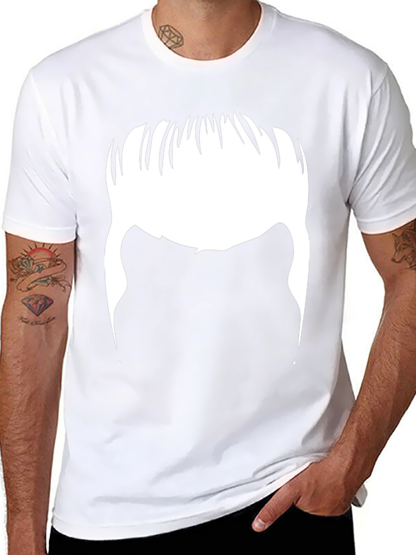Black Retro Hair Tee - Funny Silhouette T-Shirt view 8