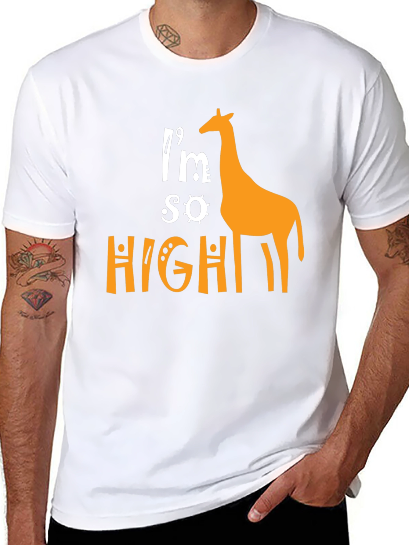 Black I'm So High Giraffe Graphic T-Shirt - Novelty Tee view 8