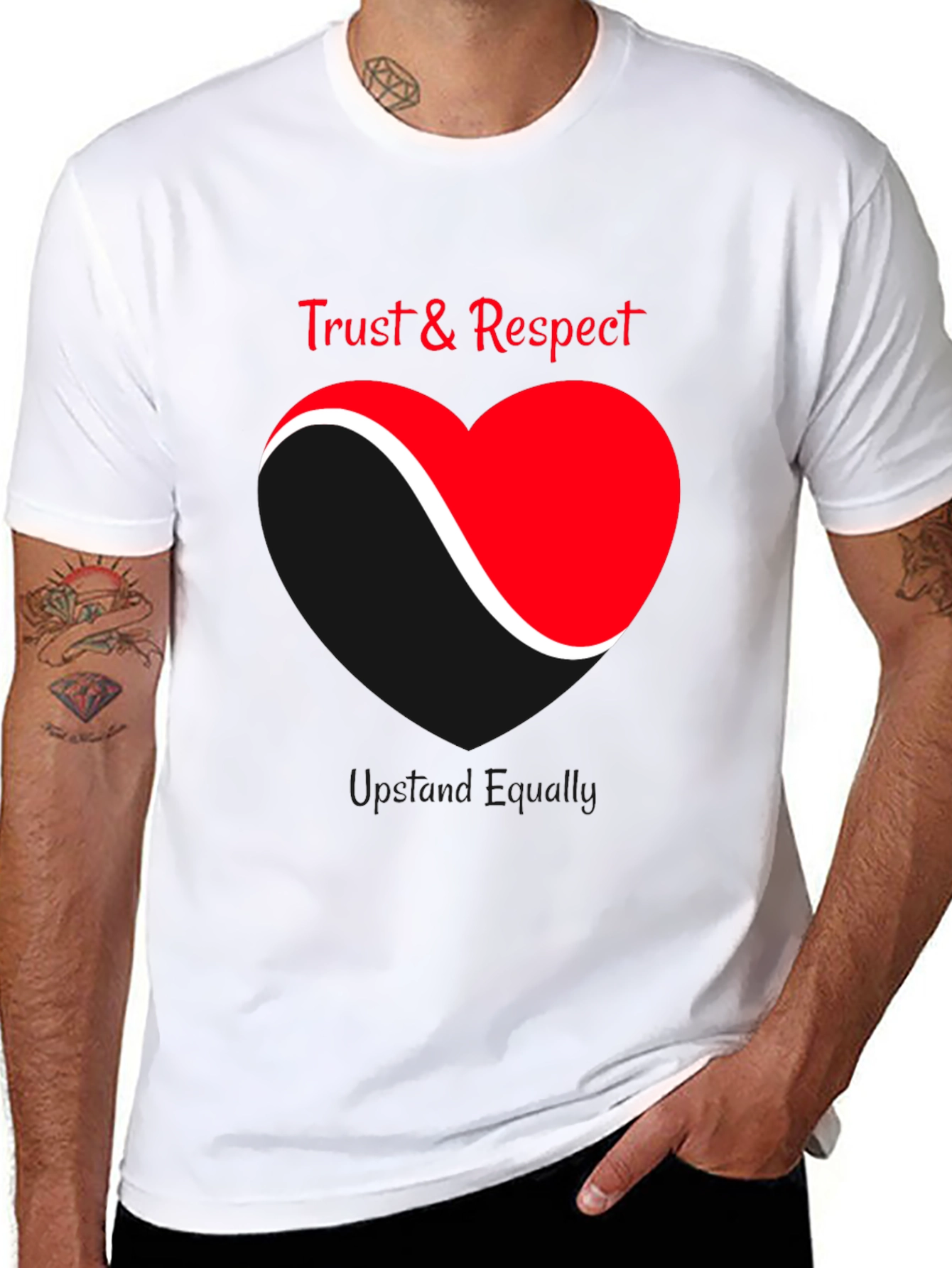 Black Trust & Respect Heart Graphic T-Shirt view 8