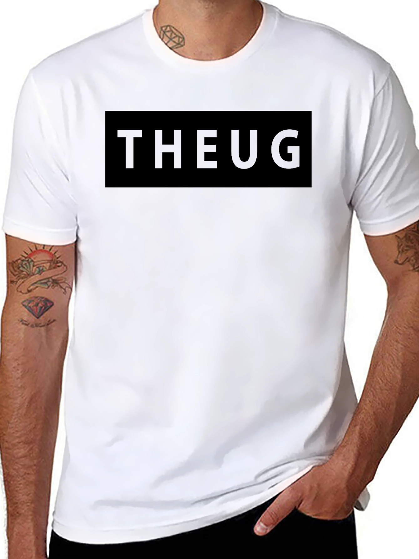 Black Minimalist THEUG Black Graphic Tee - Stylish Casual Wear view 8