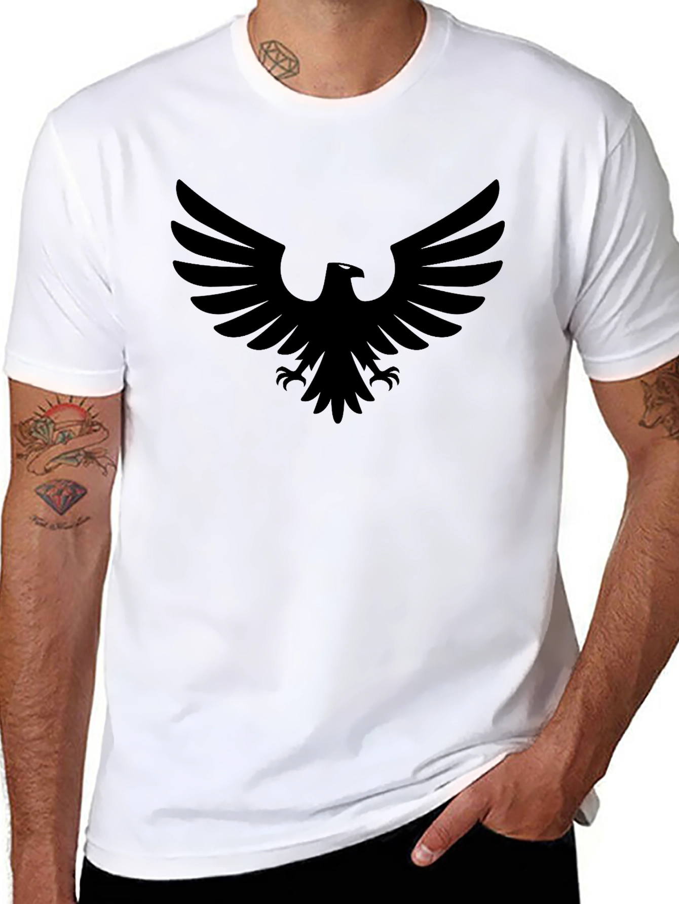 Black Black Eagle Graphic Tee - Men's Casual T-Shirt view 8