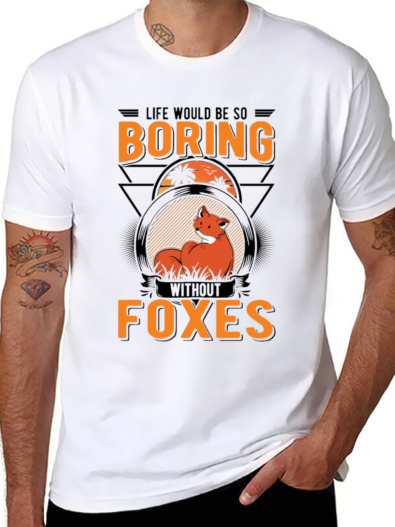 Black Boring Without Foxes Black Graphic T-Shirt view 8