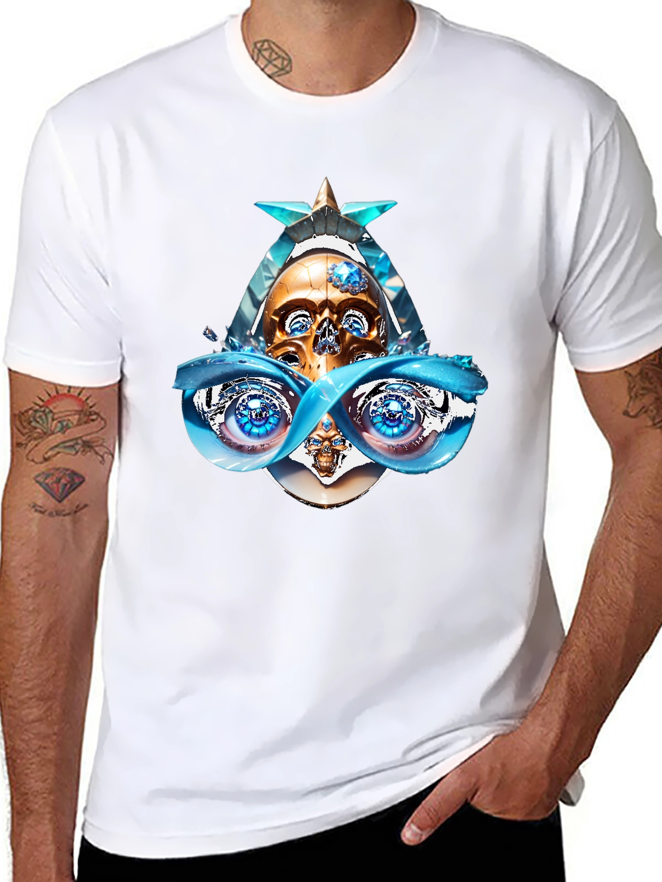 Black Skull Eyes Graphic Tee - Unique Design view 8