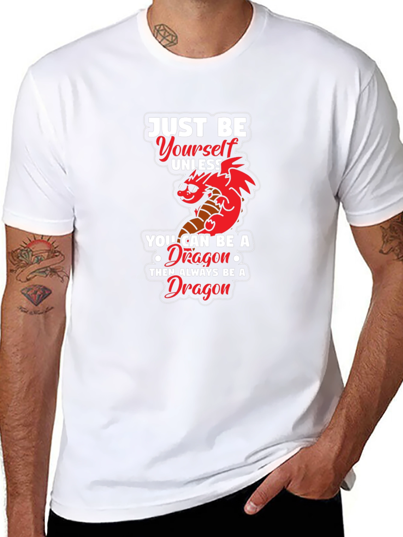 Black Just Be Yourself Dragon Graphic Tee view 8