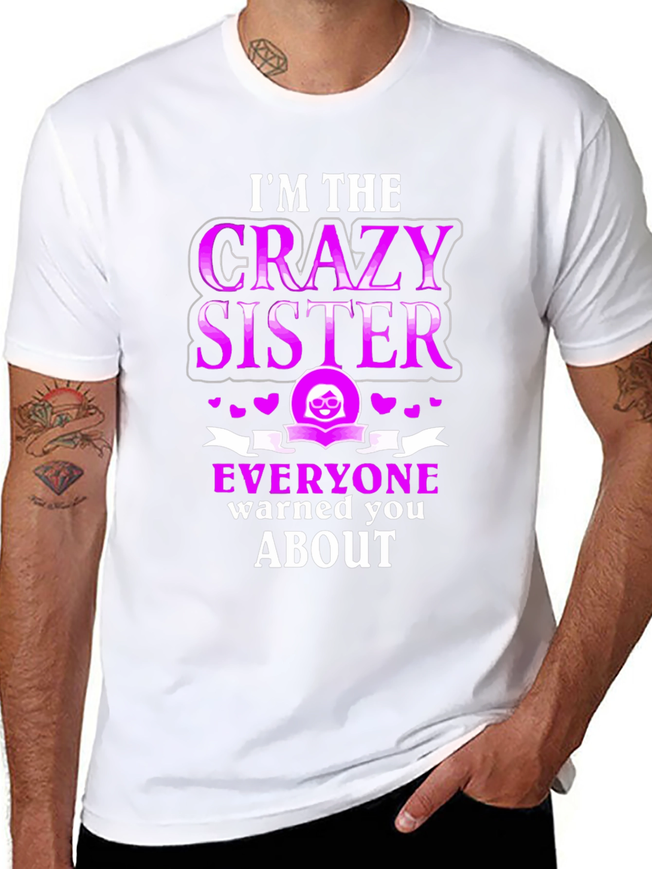 Black Crazy Sister T-Shirt - Funny Sibling Tee view 8
