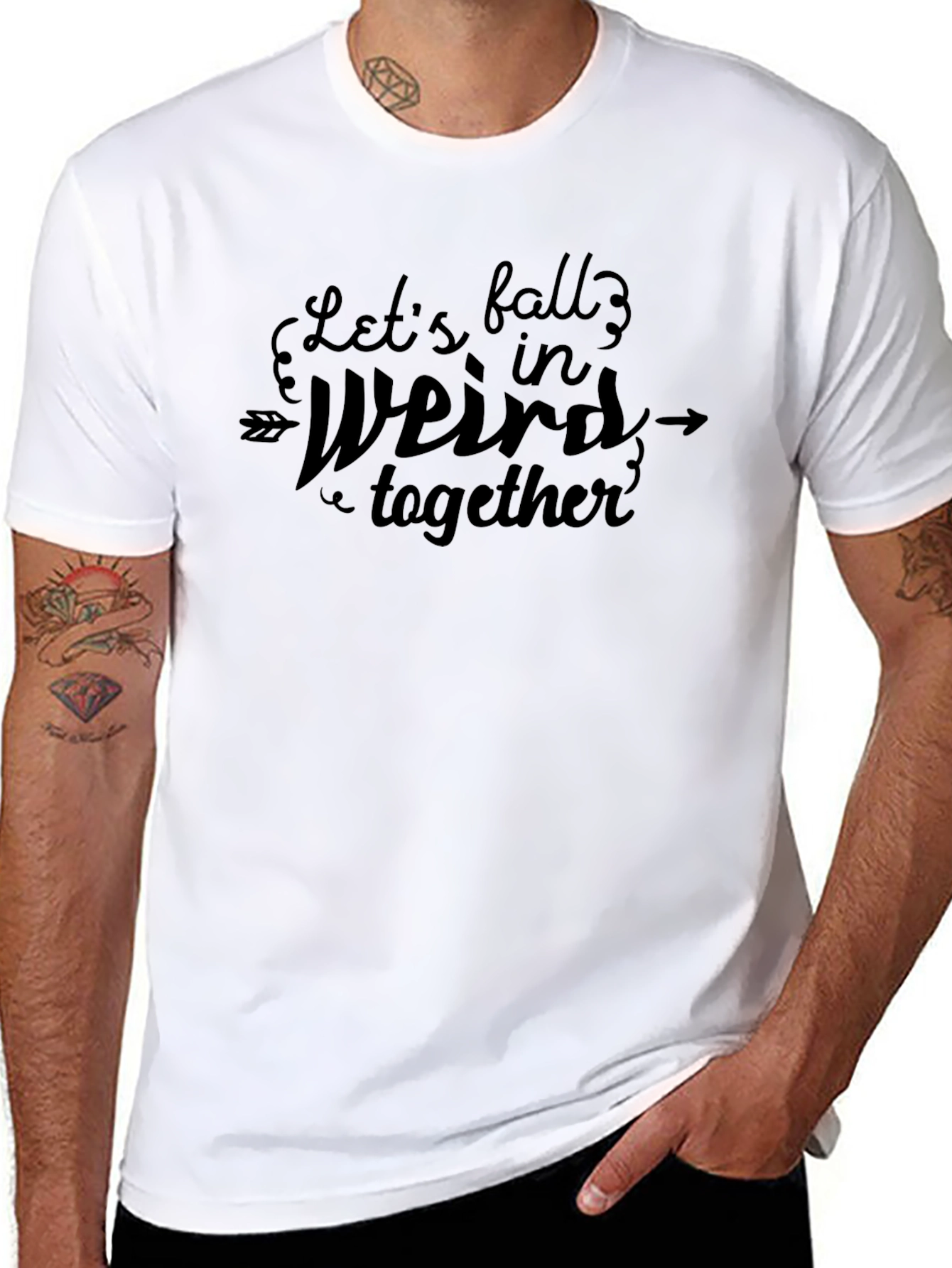 Black Let's Fall In Weird Together Black T-Shirt view 8