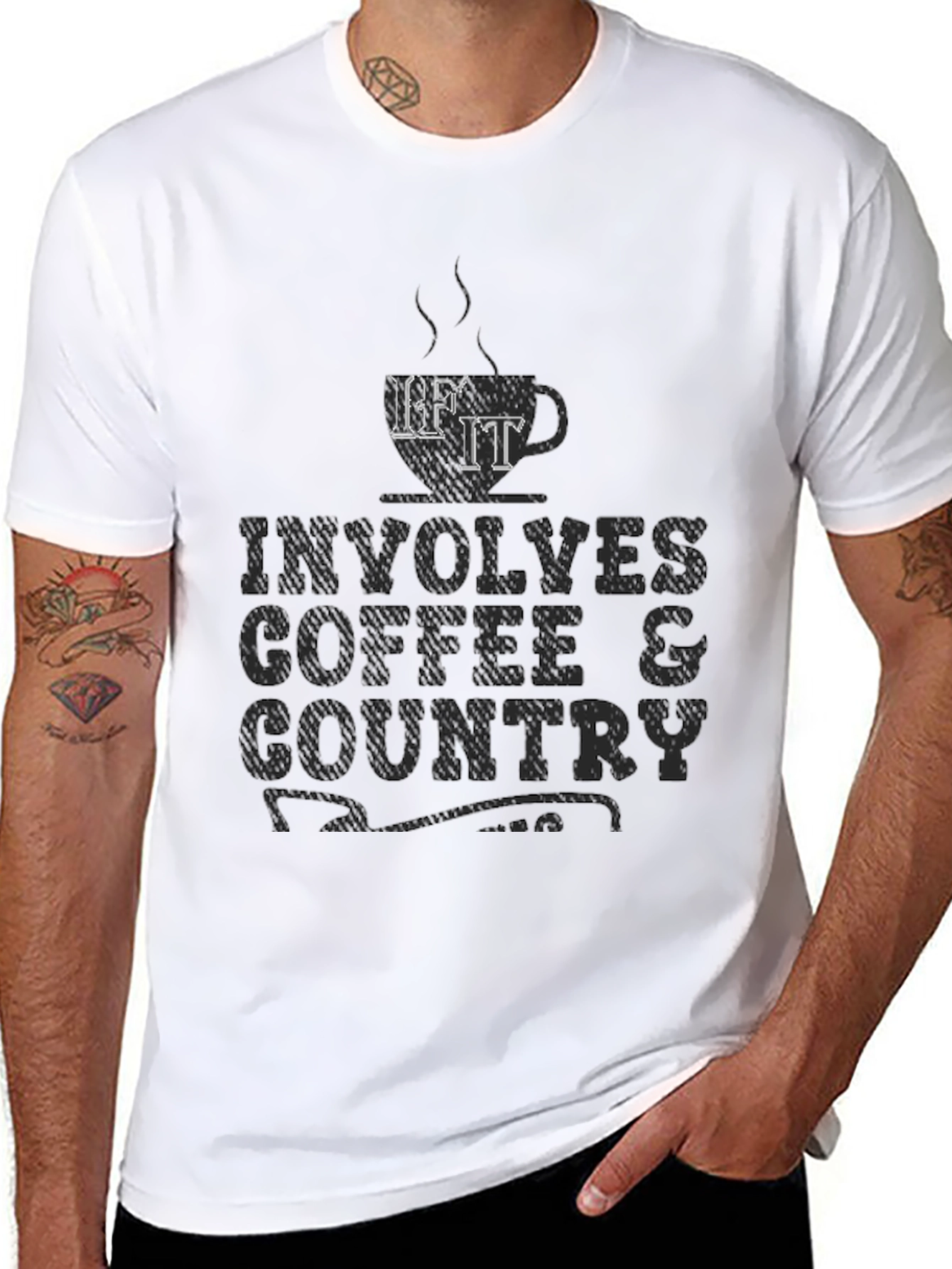 Black Coffee & Country Graphic Tee - Soft Cotton Comfort Fit view 8