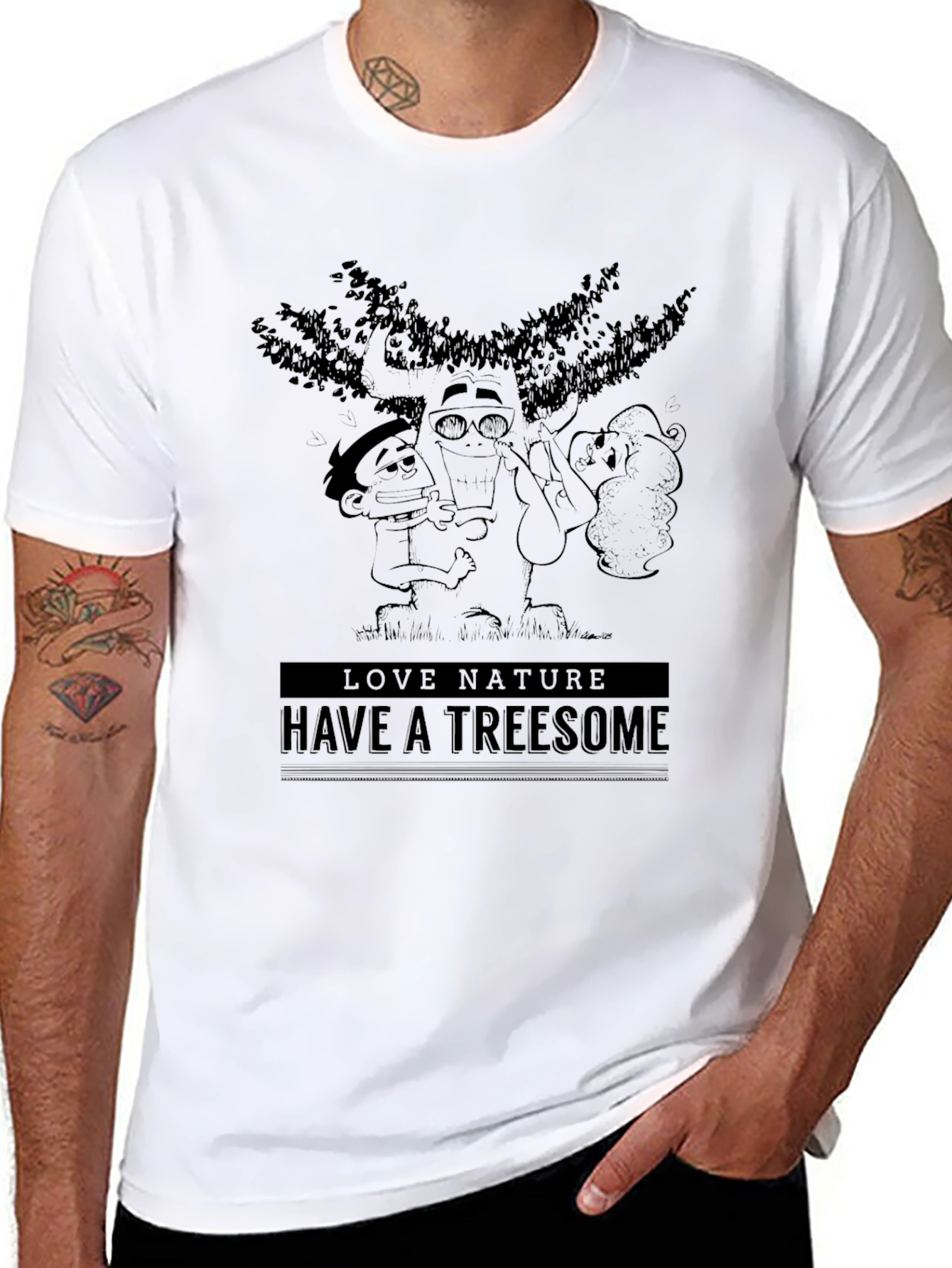 Black Love Nature T-Shirt: Funny Treesome Tee view 8