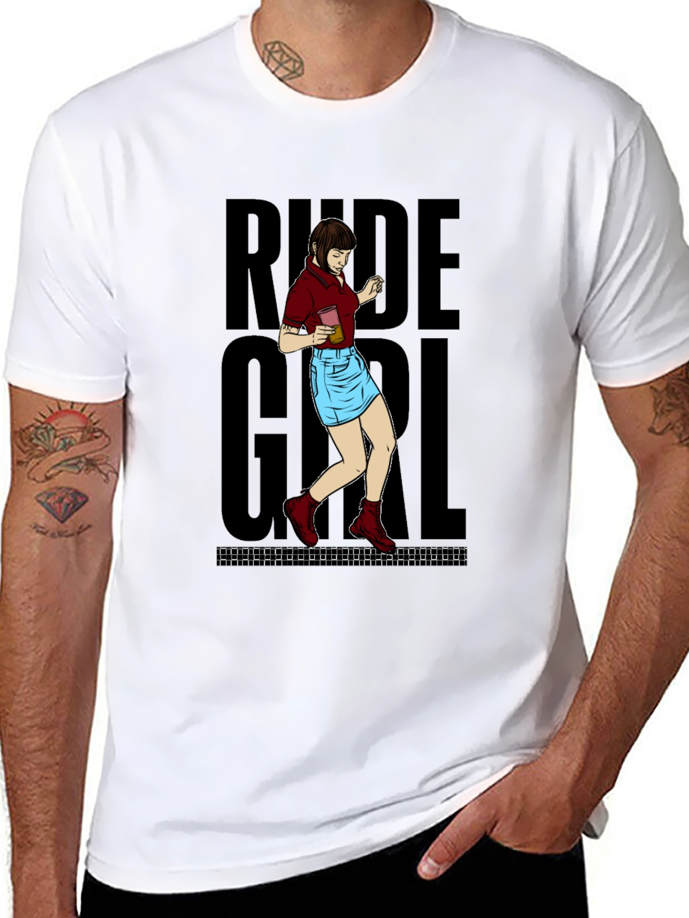 Black Rude Girl Graphic T-Shirt - Black Crew Neck Tee view 8