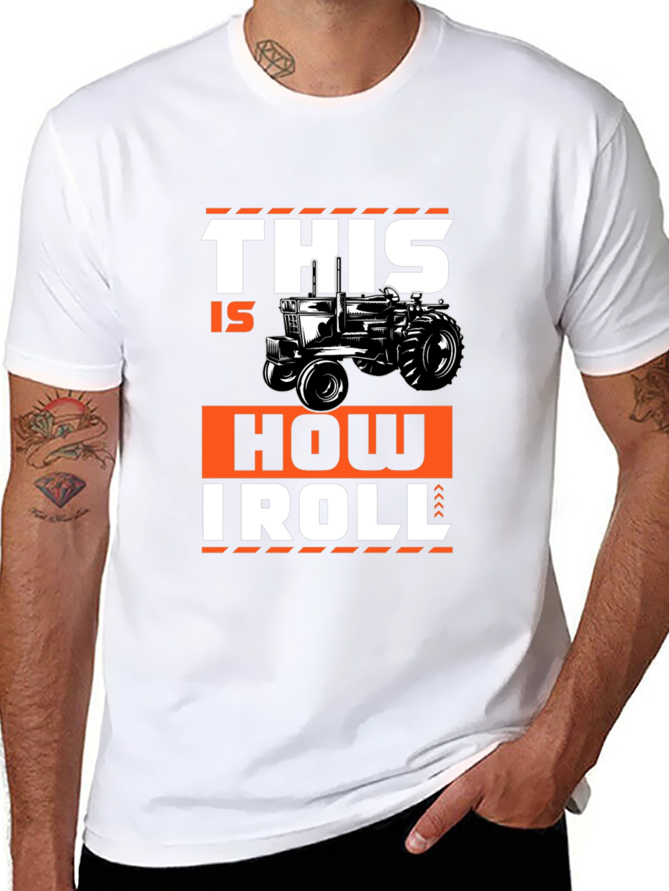 Black This Is How I Roll Tractor Graphic Tee view 8