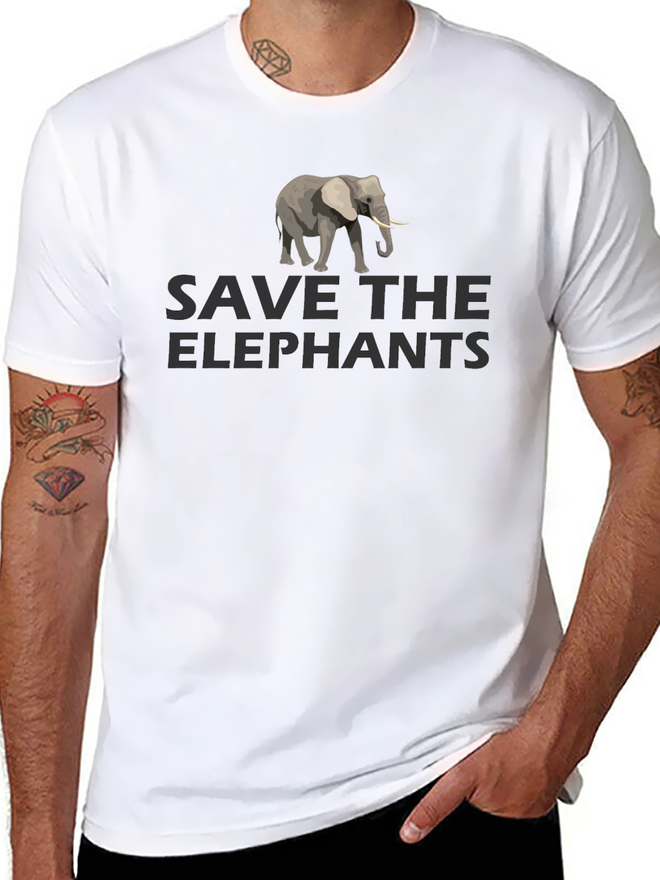 Black Save the Elephants Graphic Tee - Black view 8