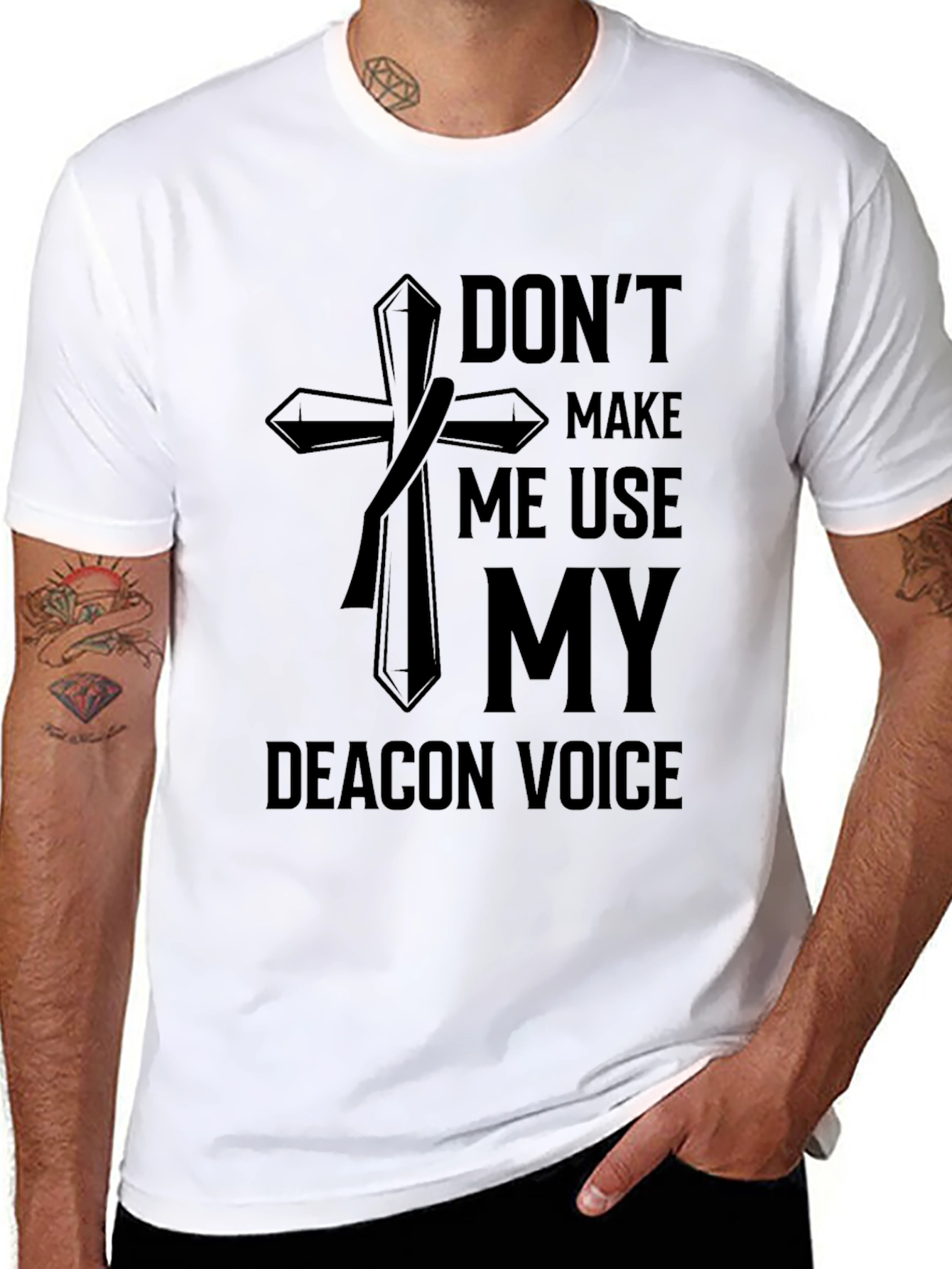 Black Don't Make Me Use My Deacon Voice T-Shirt view 8