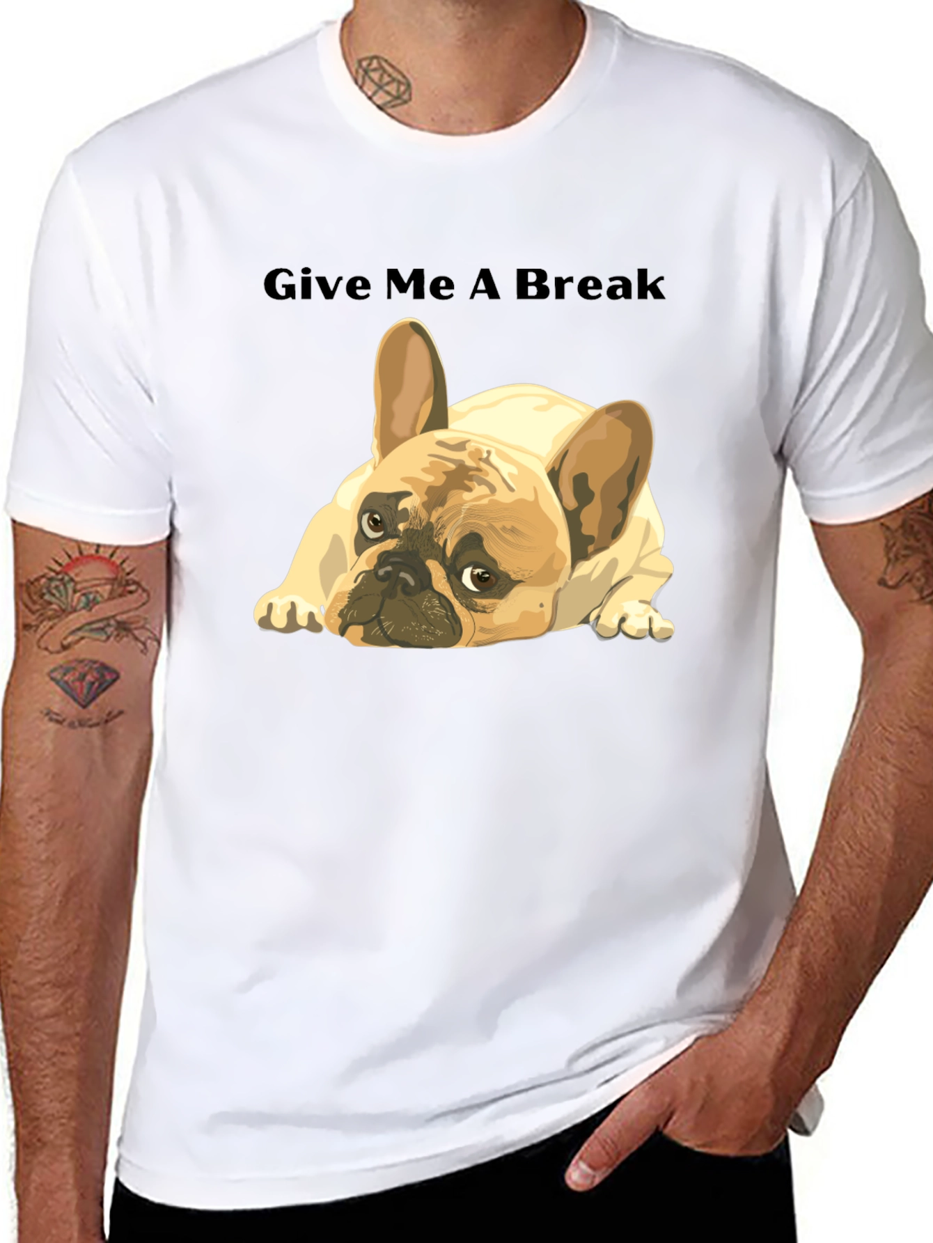 Black Give Me A Break French Bulldog T-Shirt view 8