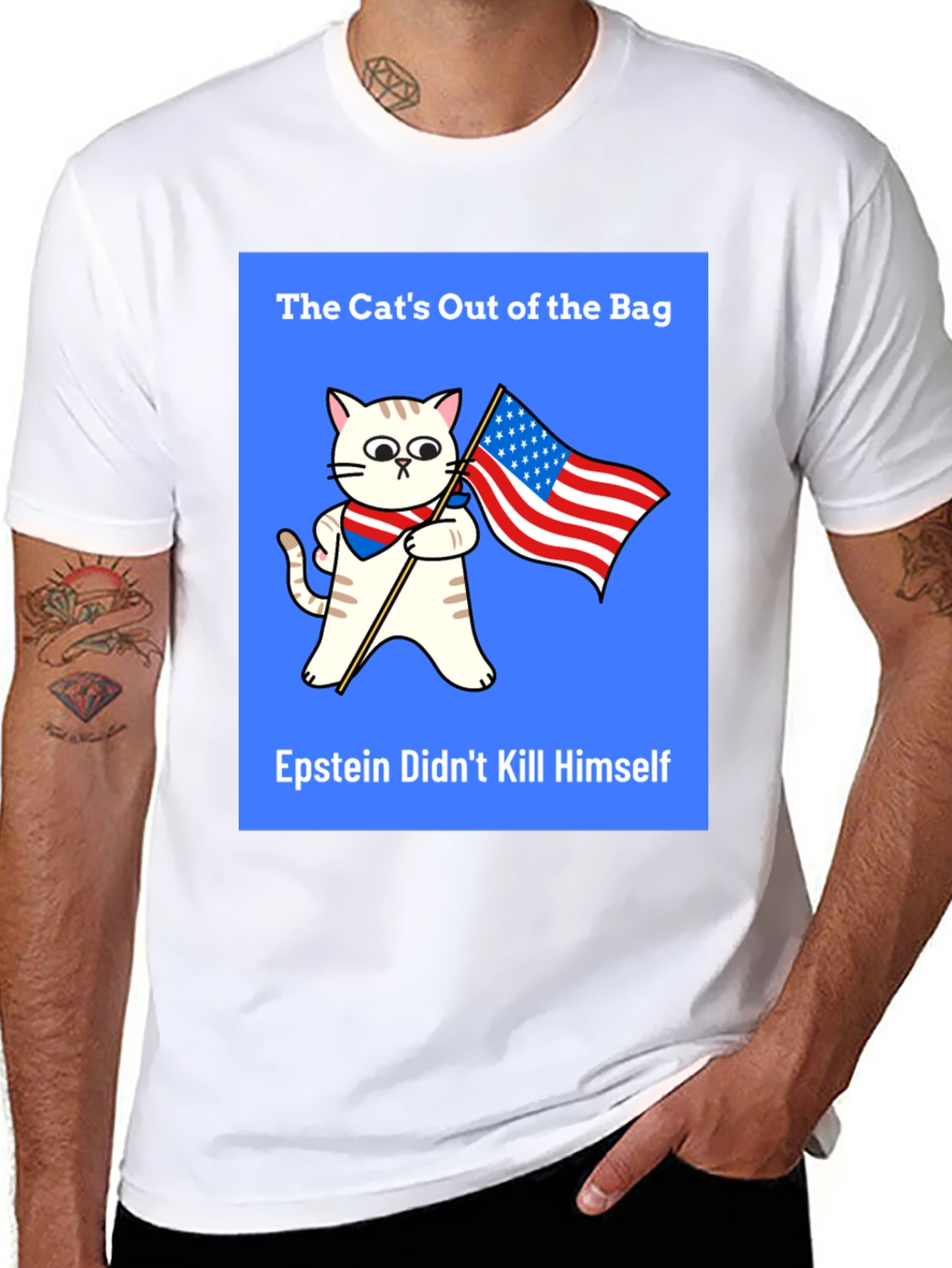 Black The Cat's Out of the Bag T-Shirt view 8