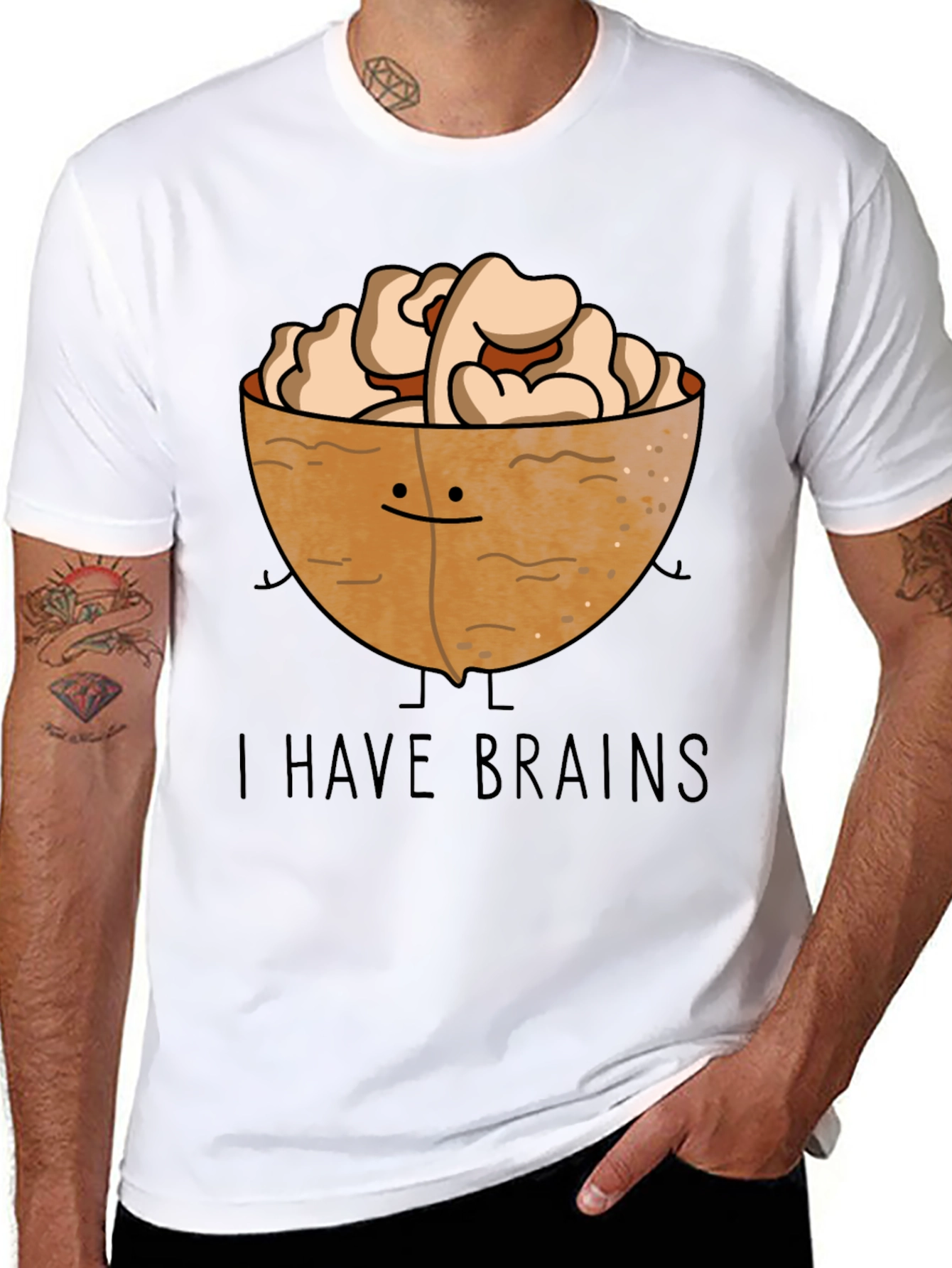 Black I Have Brains Walnut Graphic T-Shirt view 8