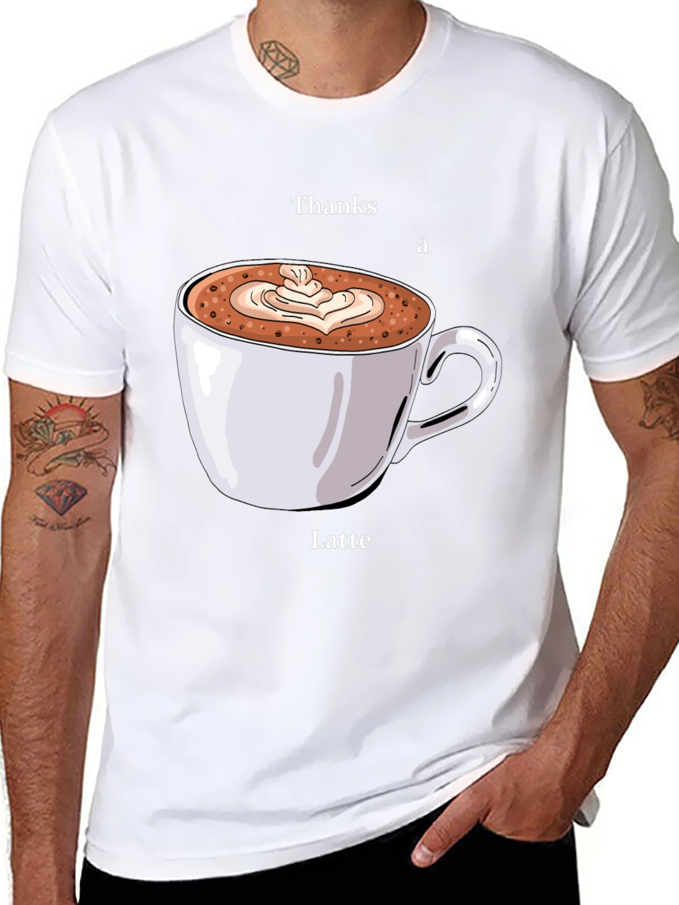 Black Thanks a Latte T-Shirt - Coffee Lover Tee view 8