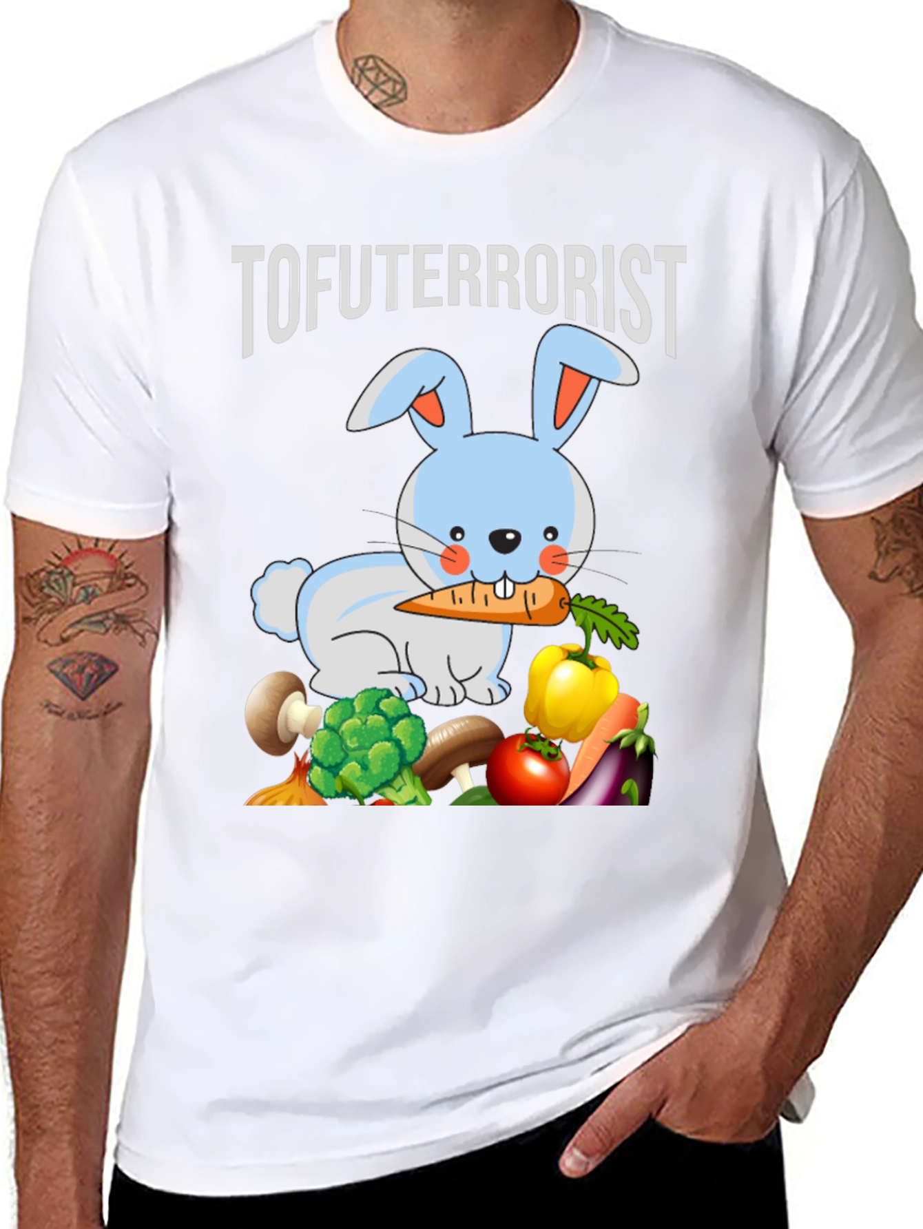 Black Tofuterrorist Vegan Bunny T-Shirt view 8