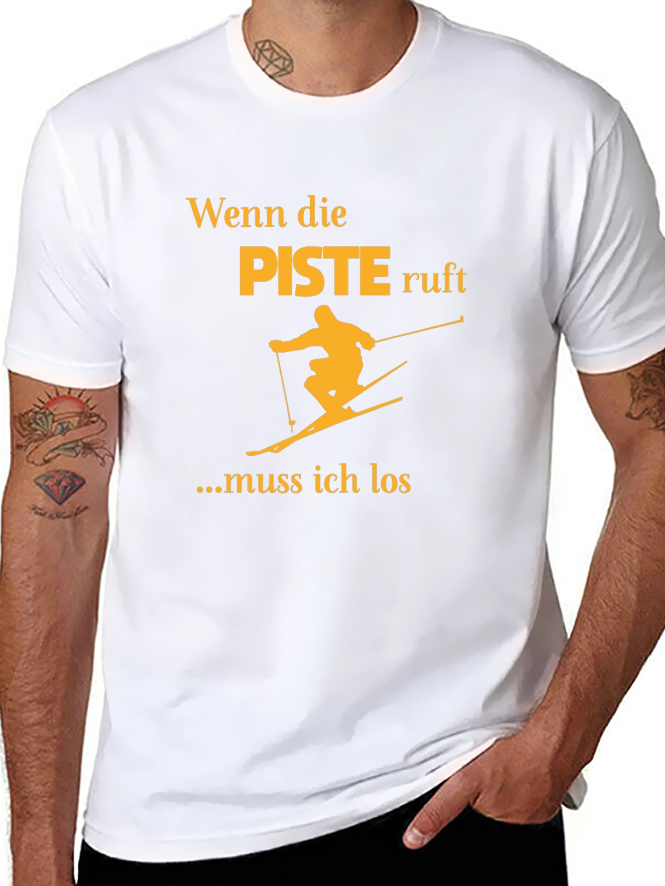 Black Wenn die Piste Ruft Black T-Shirt - Skiing Adventure Tee view 8